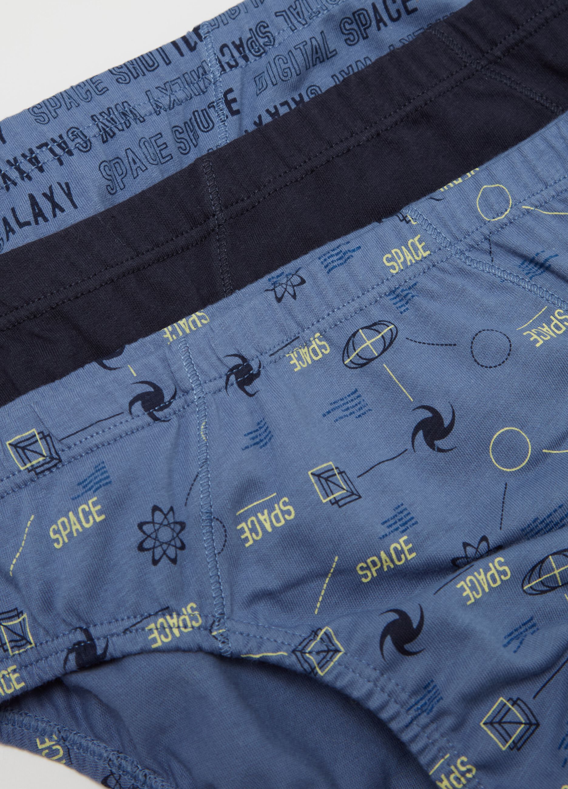 Five-pack organic cotton briefs with space print