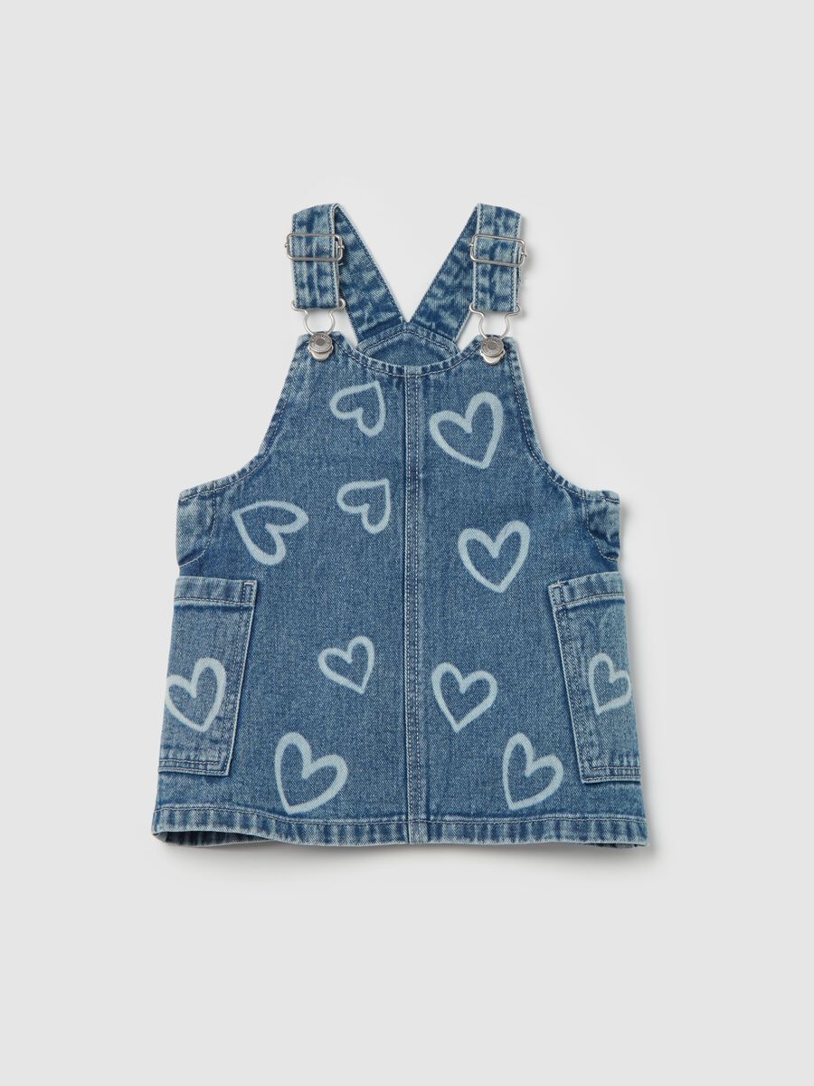 Denim pinafore with hearts print_0