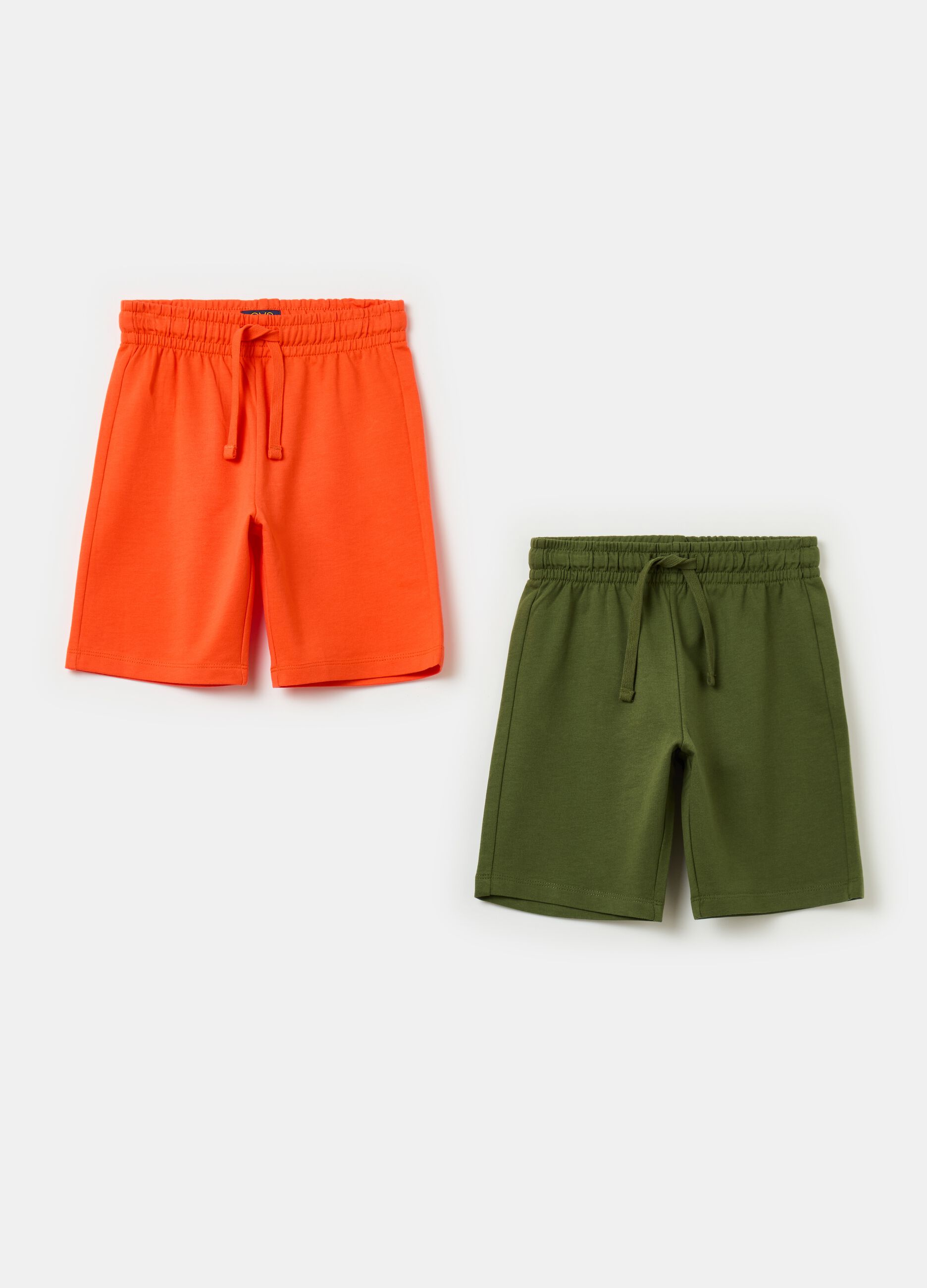 Two-pack fleece Bermuda shorts with drawstring