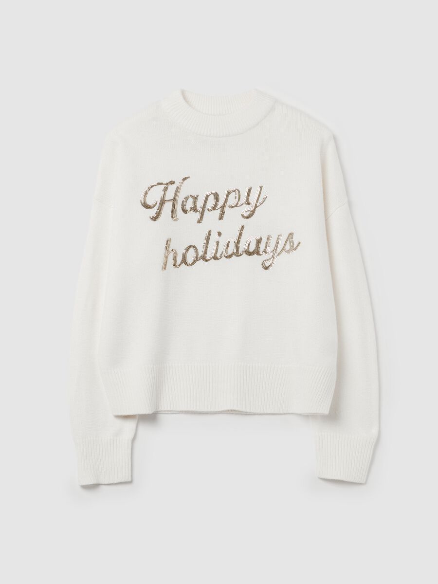 “Happy Holidays" Christmas Jumper with sequins_4