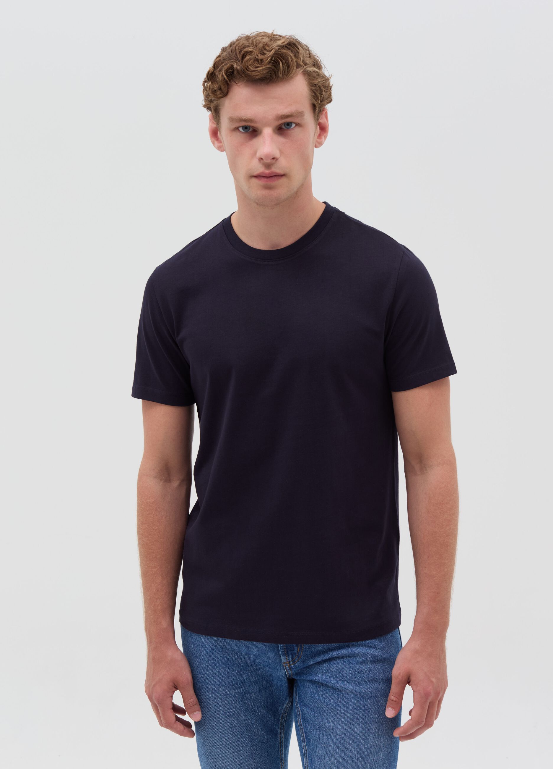 Cotton T-shirt with round neck