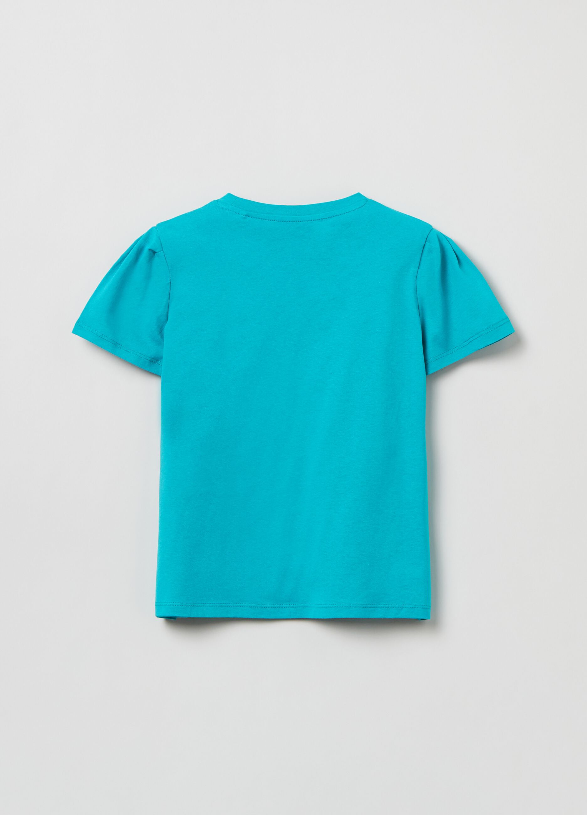 Cotton T-shirt with puff sleeves