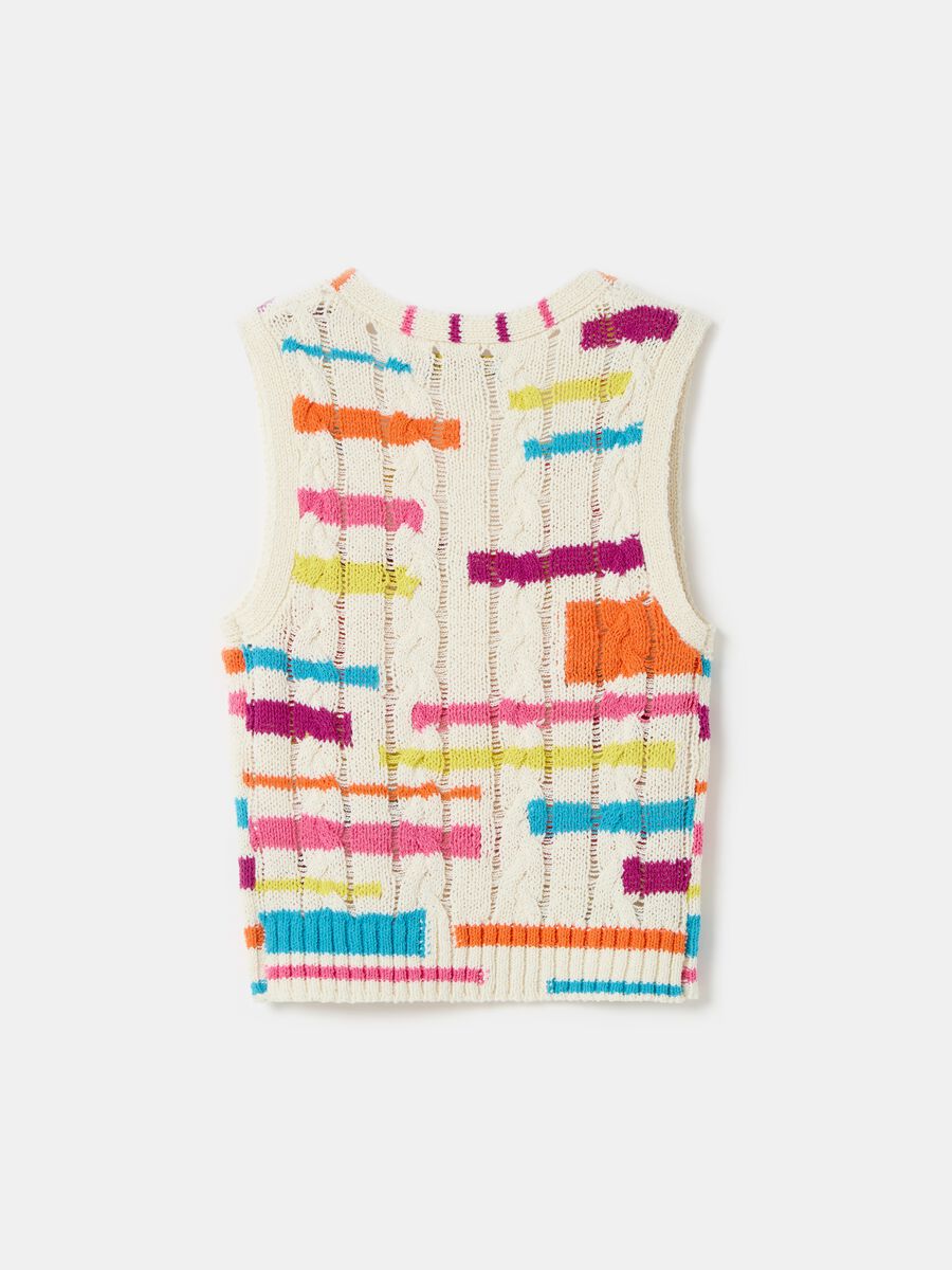 Ribbed closed gilet with multicoloured pattern_4