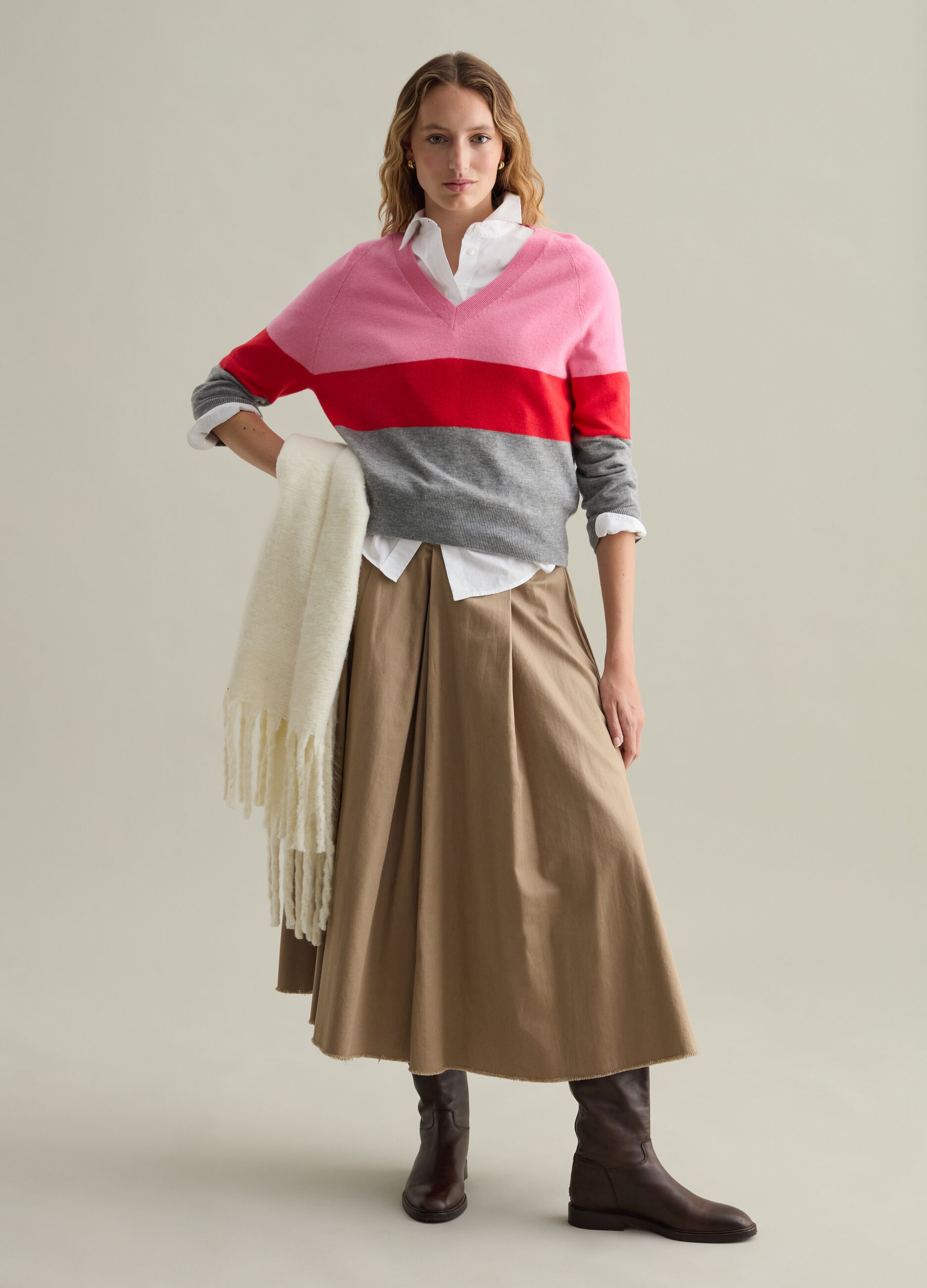 Colourblock wool pullover