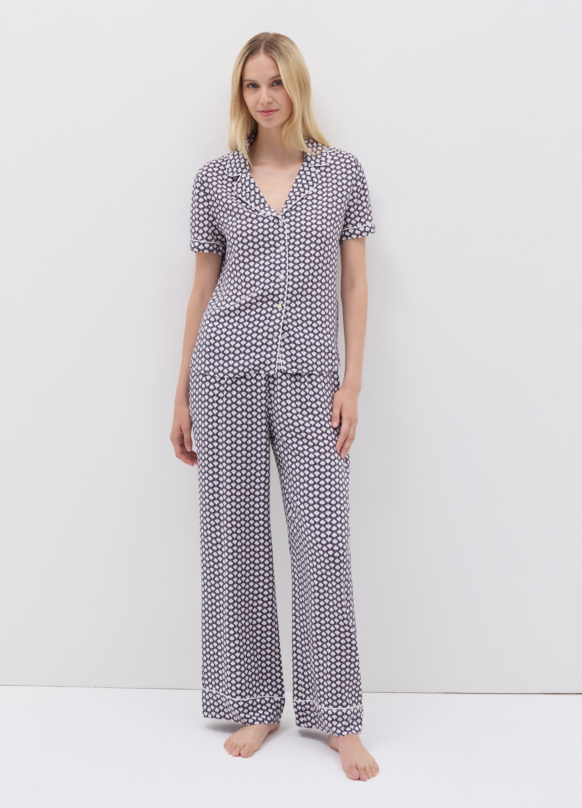 Pyjama trousers in viscose with print