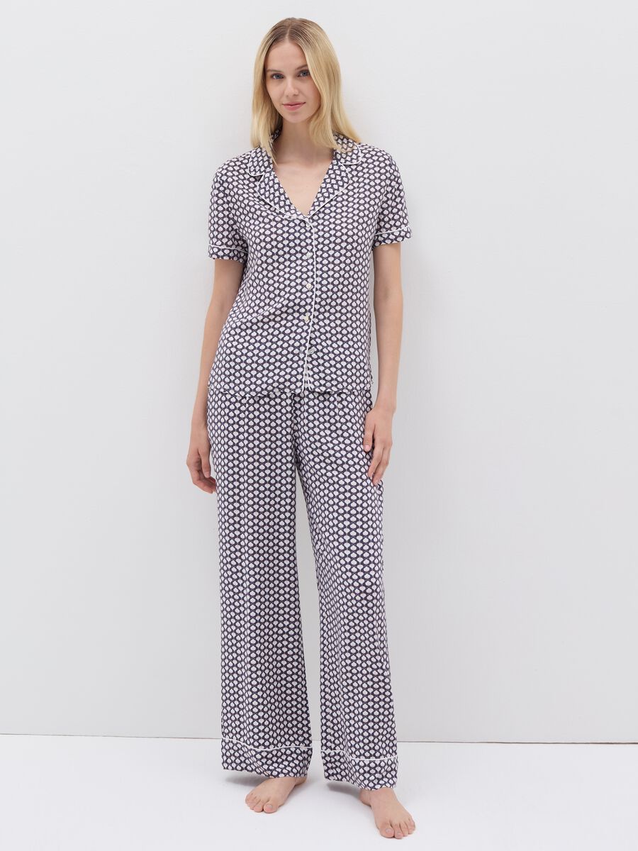 Pyjama trousers in viscose with print_0