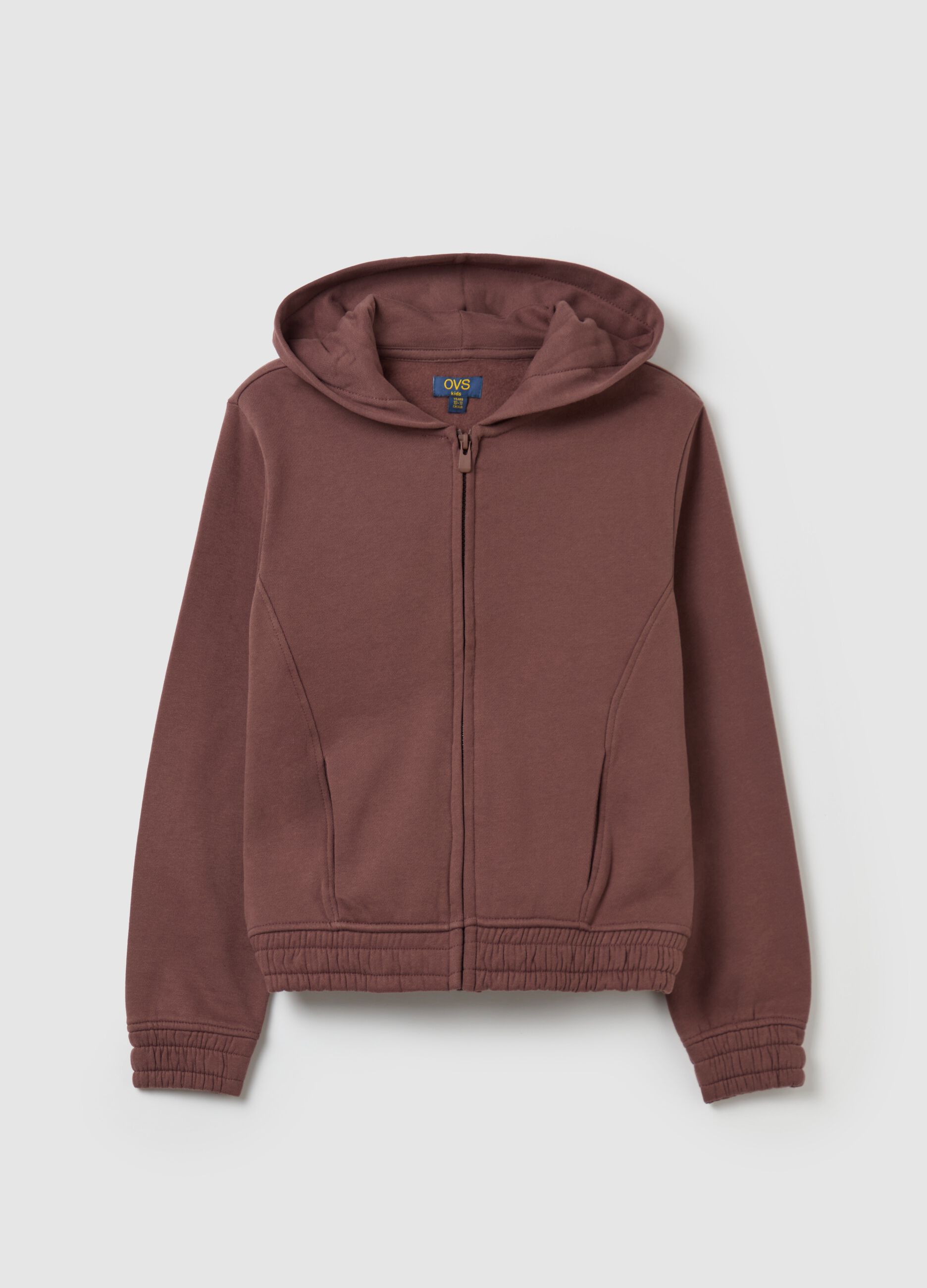 Full-zip Essential in cotone bio con cappuccio