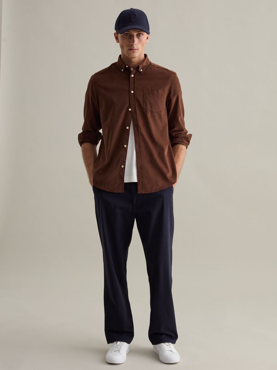 Camicia in corduroy colletto button-down_0