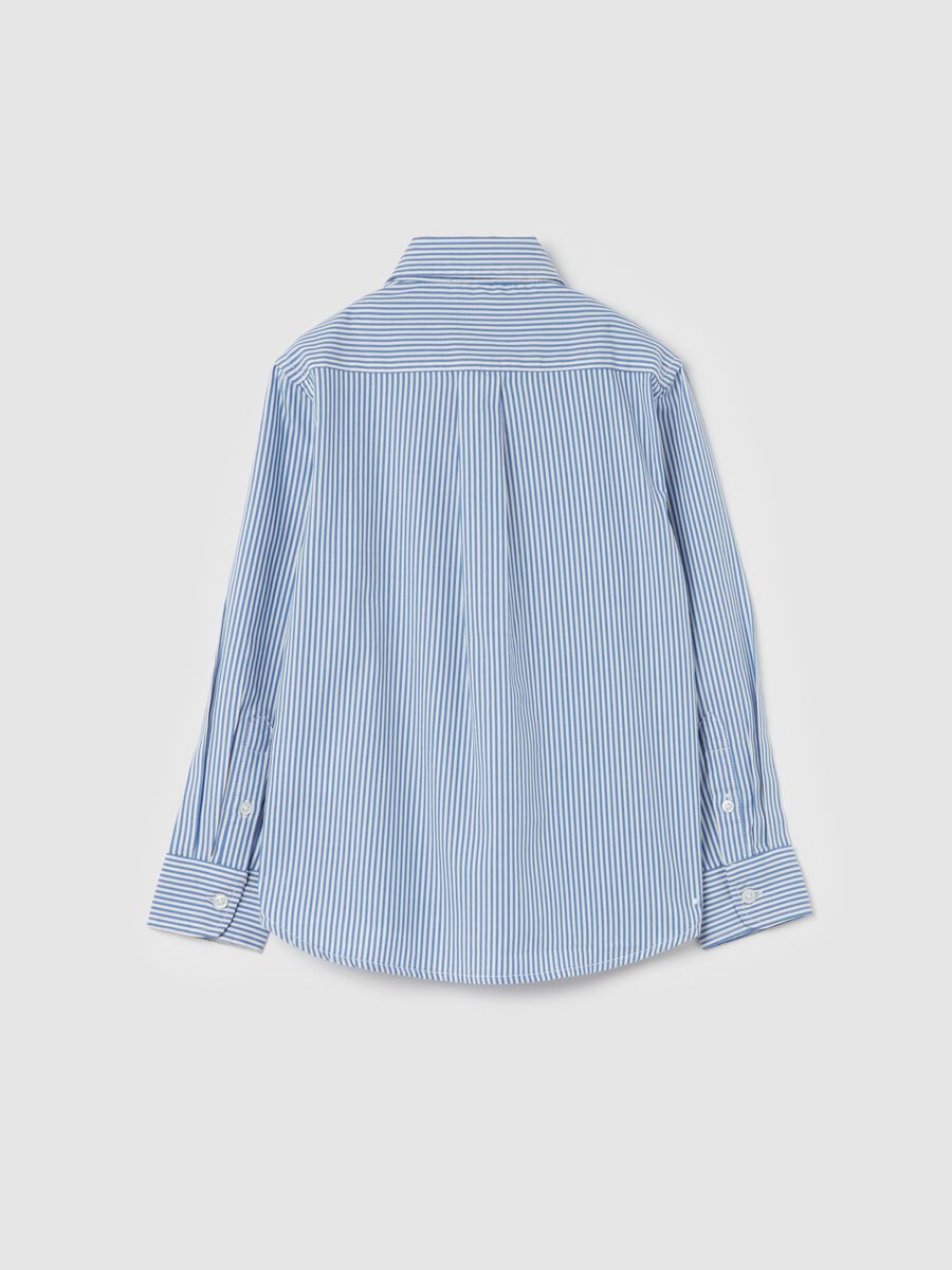 Striped button-down shirt with logo embroidery_1