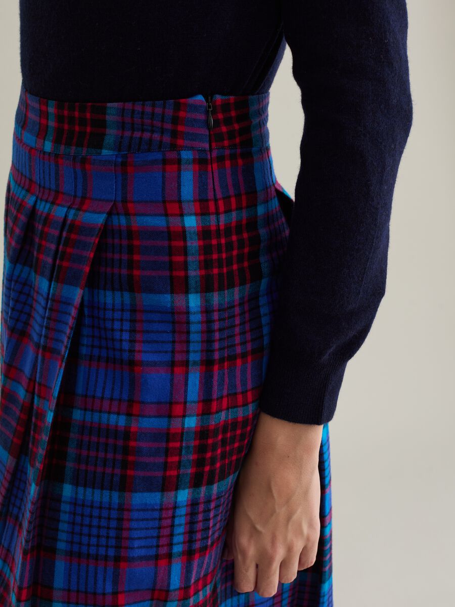 Pleated midi skirt with check pattern_3