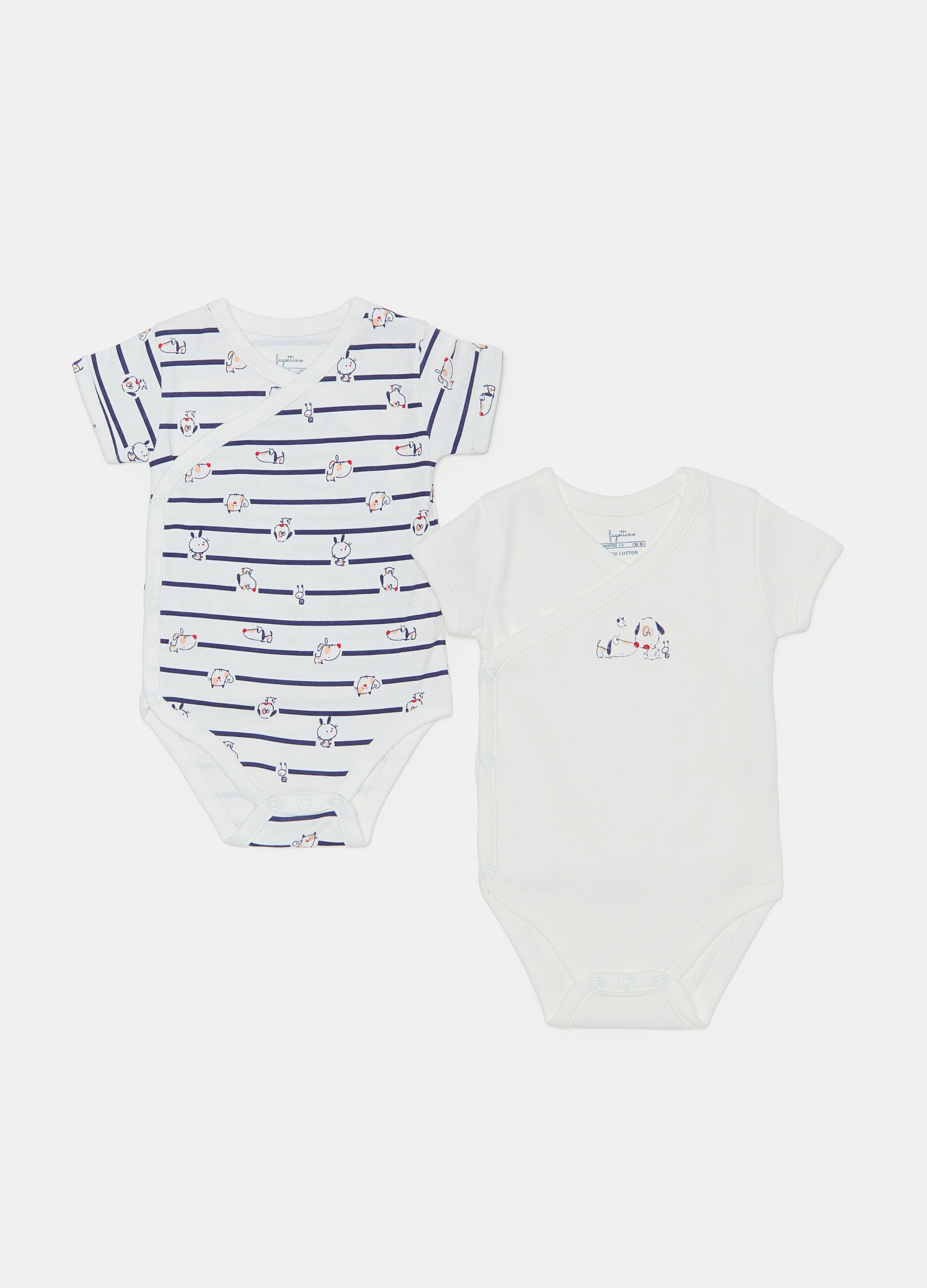 Two-pack organic cotton bodysuits with short sleeves