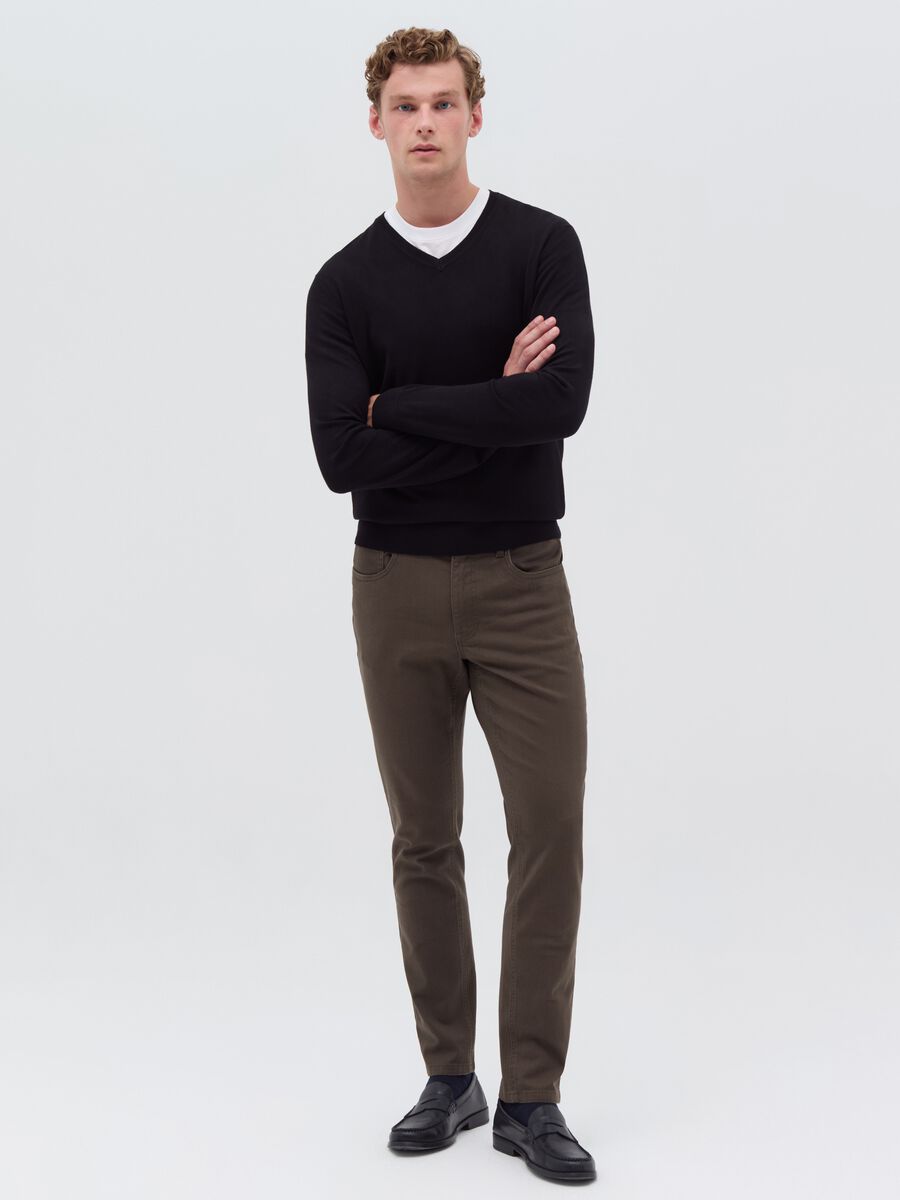 Stretch twill trousers with five pockets_0