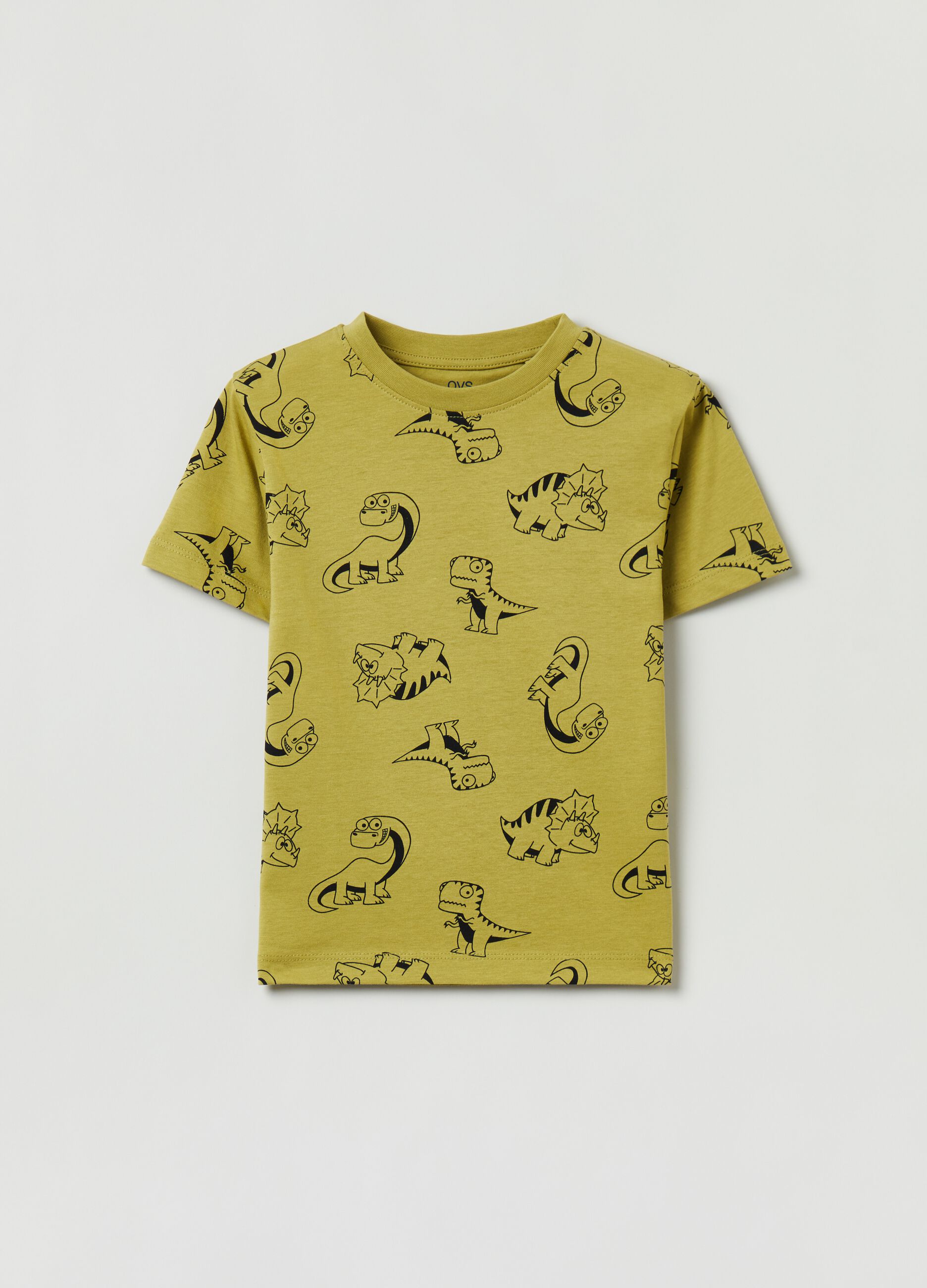 T-shirt with all-over dinosaurs print