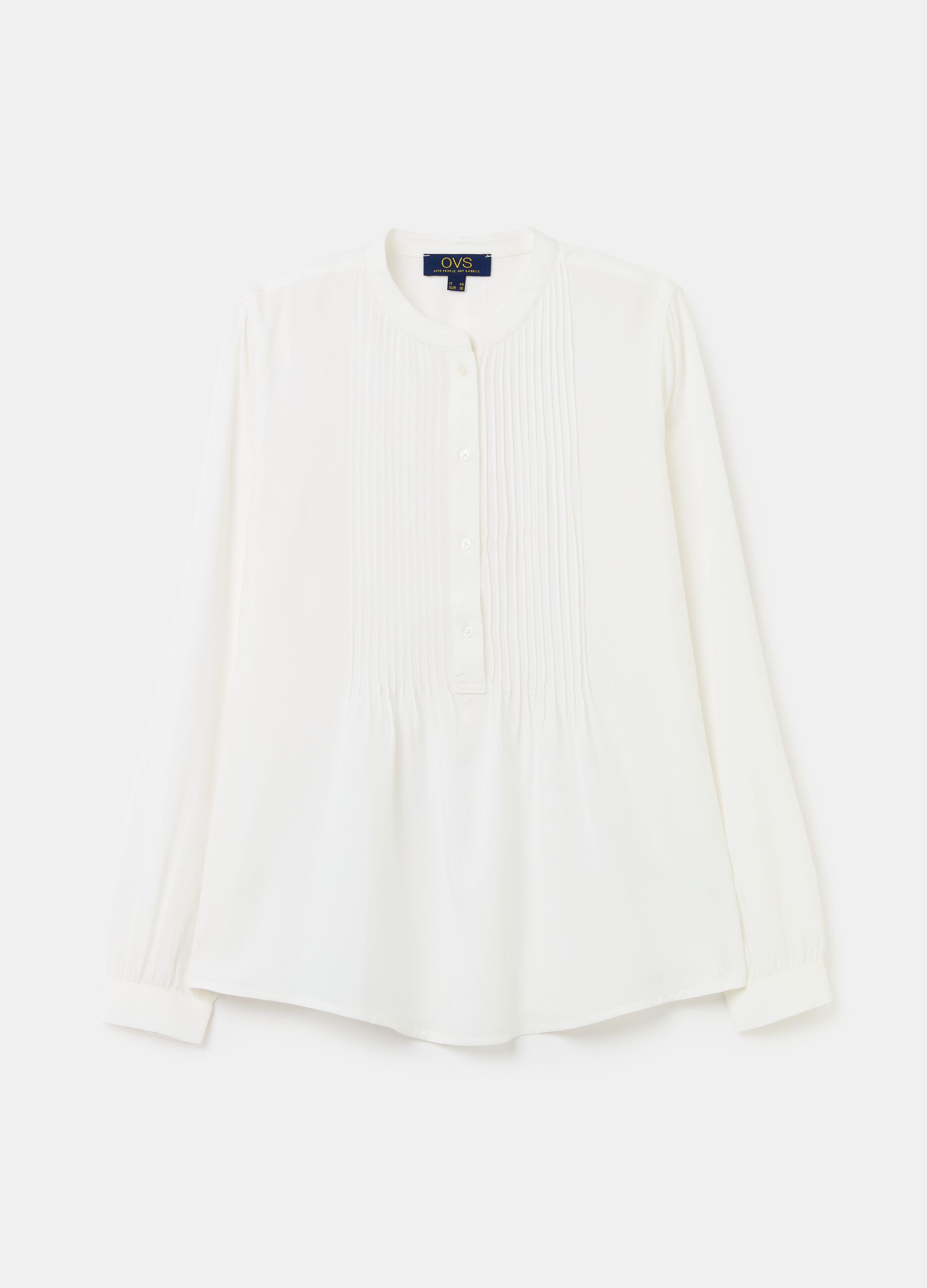 Shirt with pleated detail