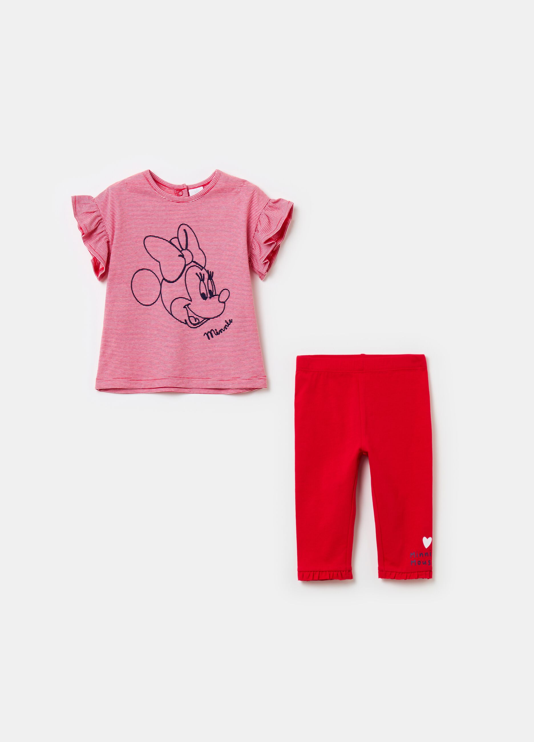 Stretch cotton jogging set with Minnie Mouse embroidery