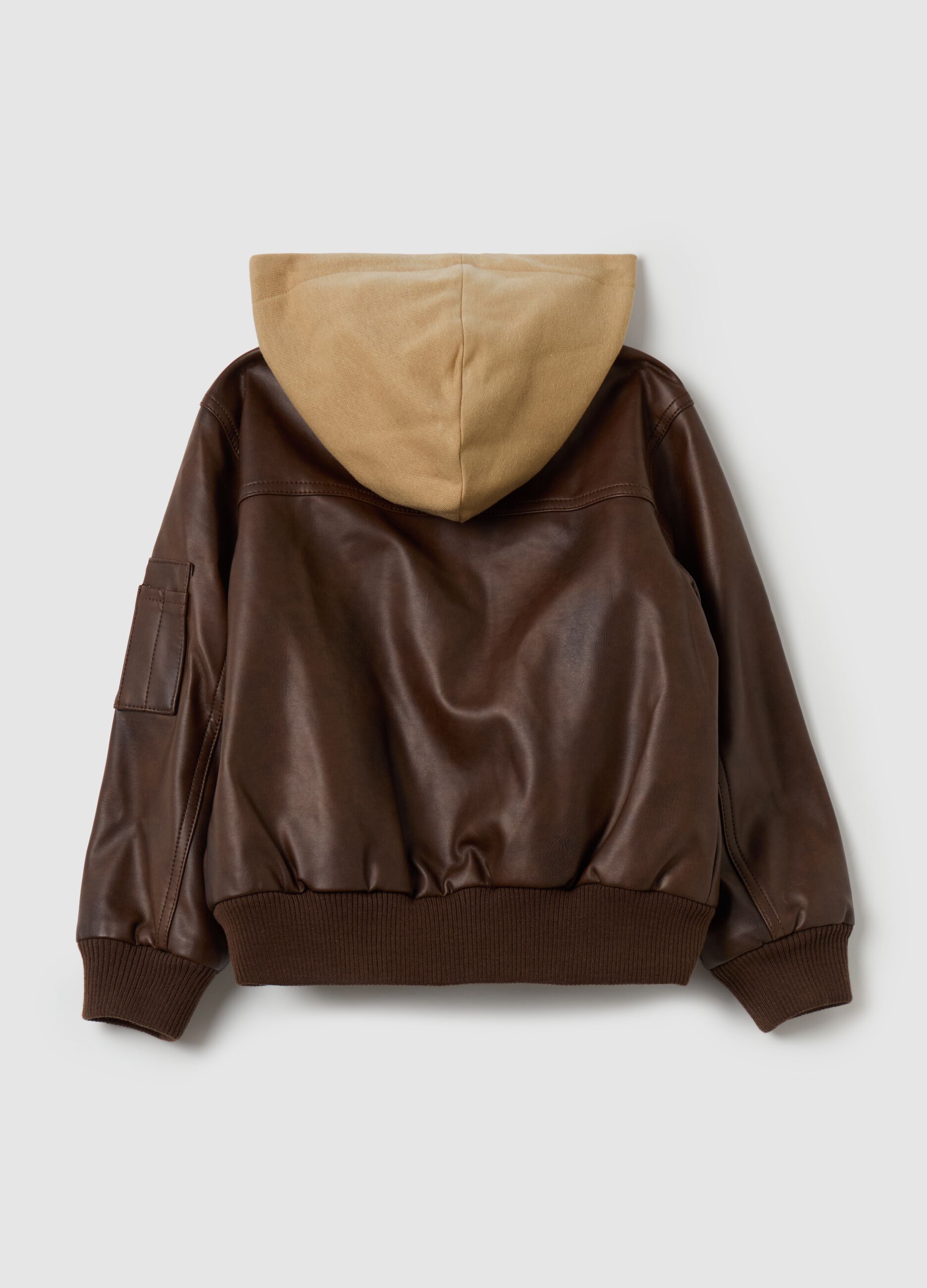 Bomber jacket with fleece hood