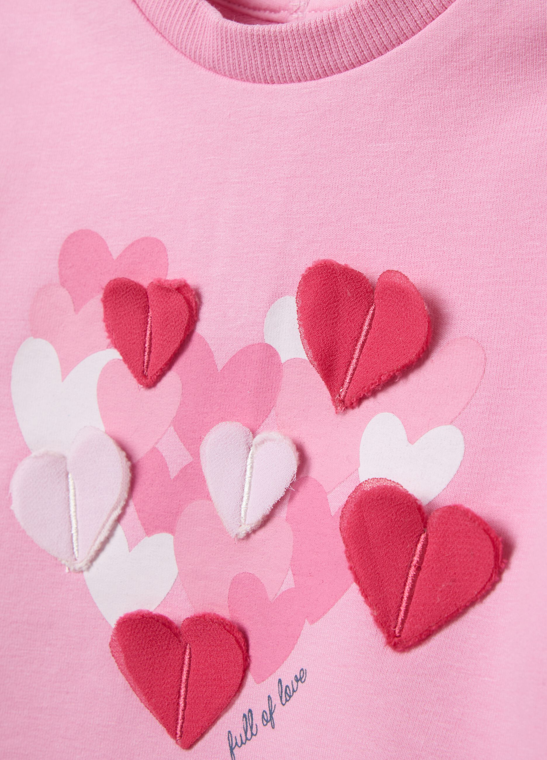 Sweatshirt in French terry with hearts application