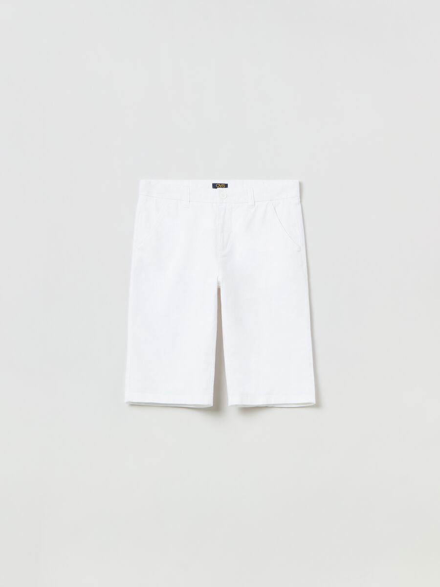 Linen and cotton Bermuda shorts_0