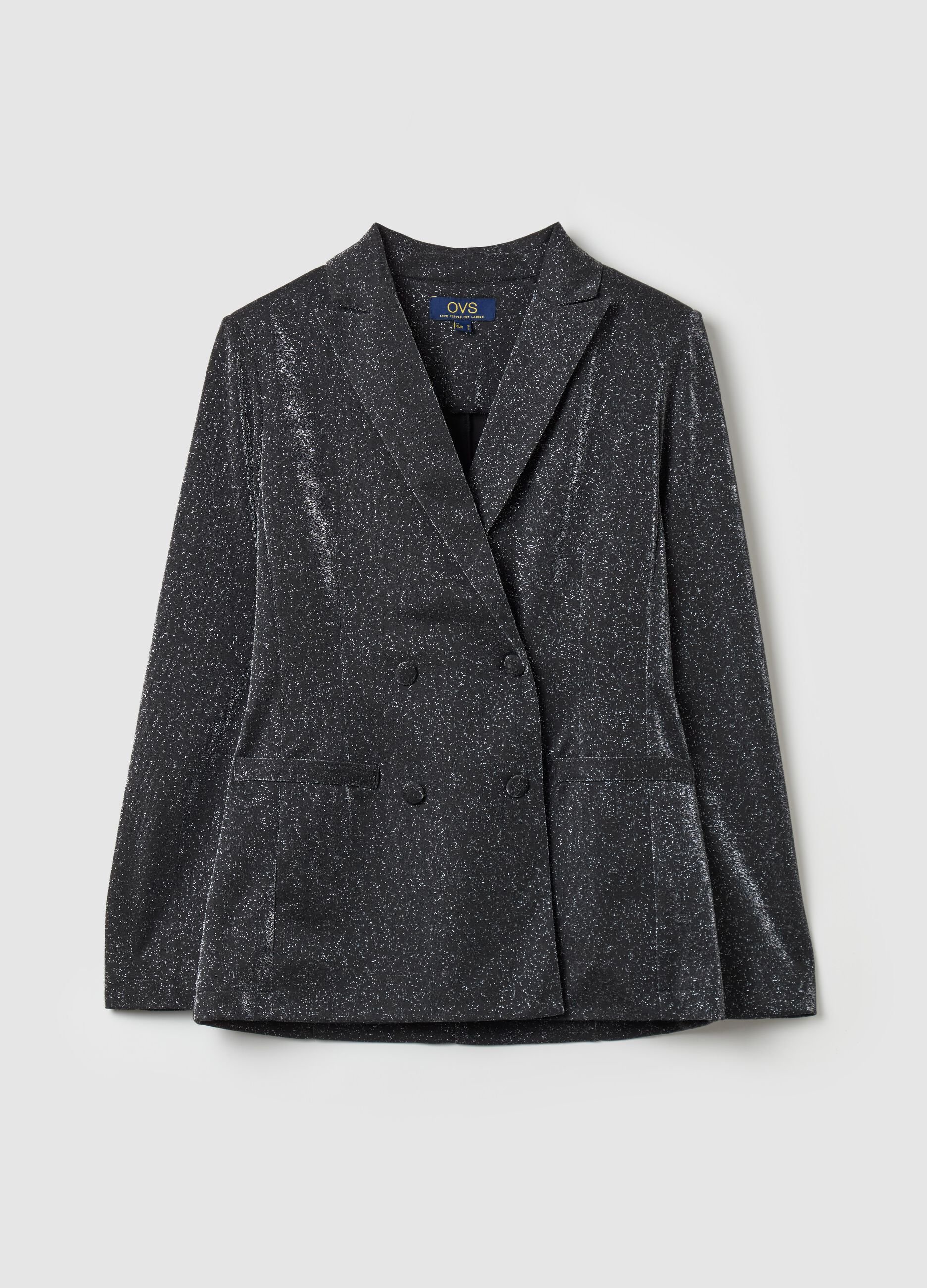 Double-breasted blazer in lurex