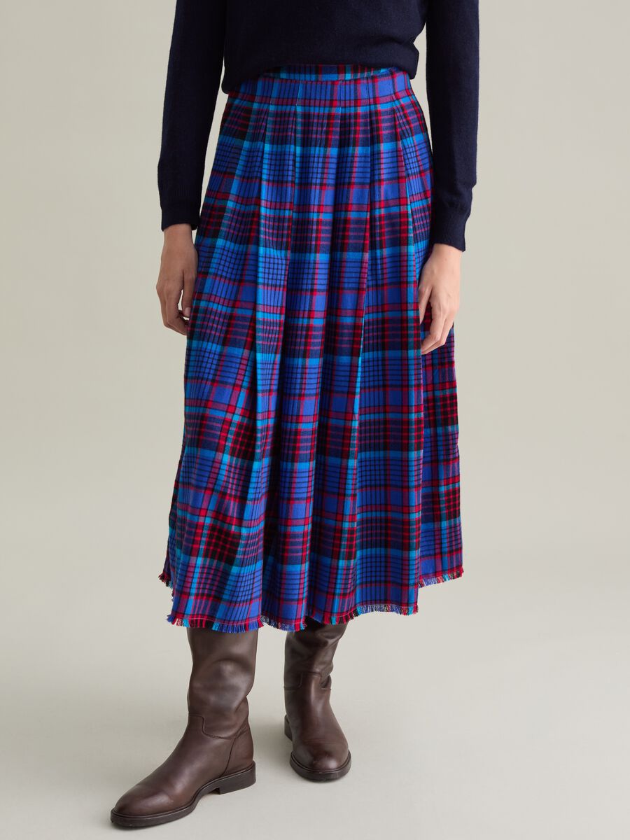 Pleated midi skirt with check pattern_1