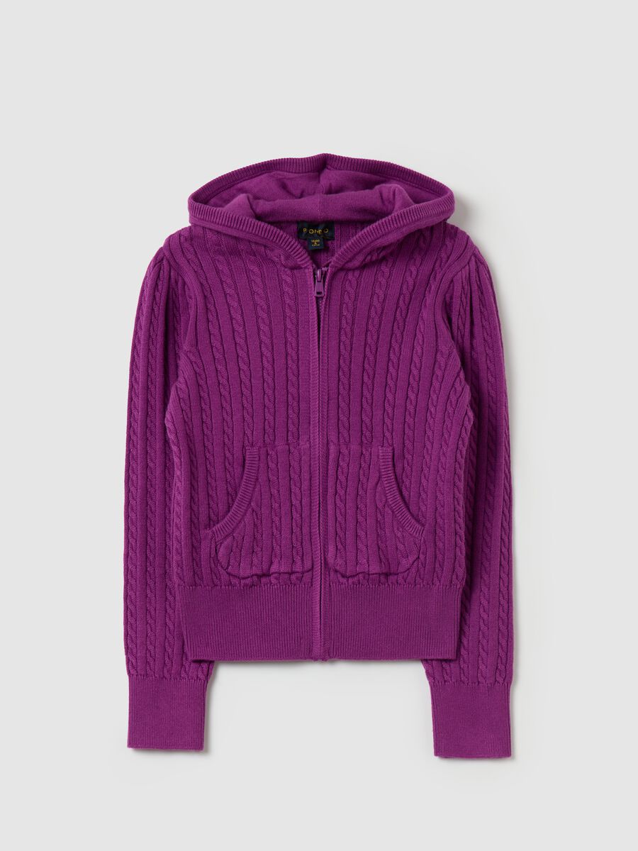 Cable-knit full-zip cardigan with hood_0