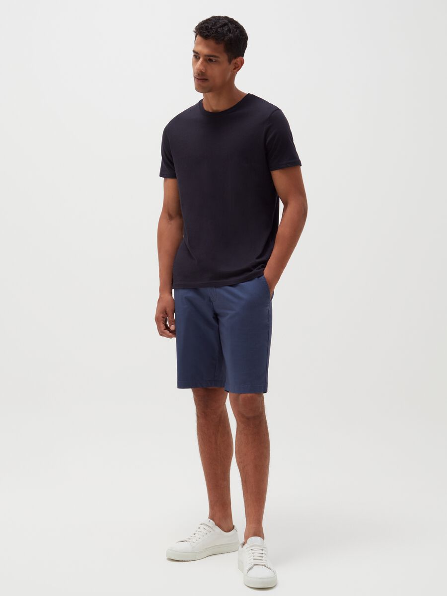 Chino Bermuda shorts in poplin with drawstring_0