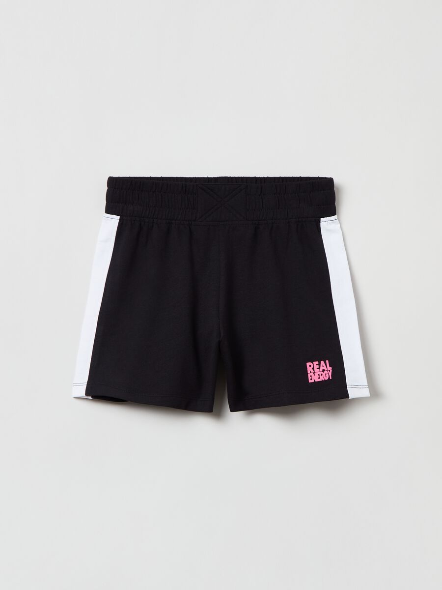 Two-tone shorts with lettering print_0