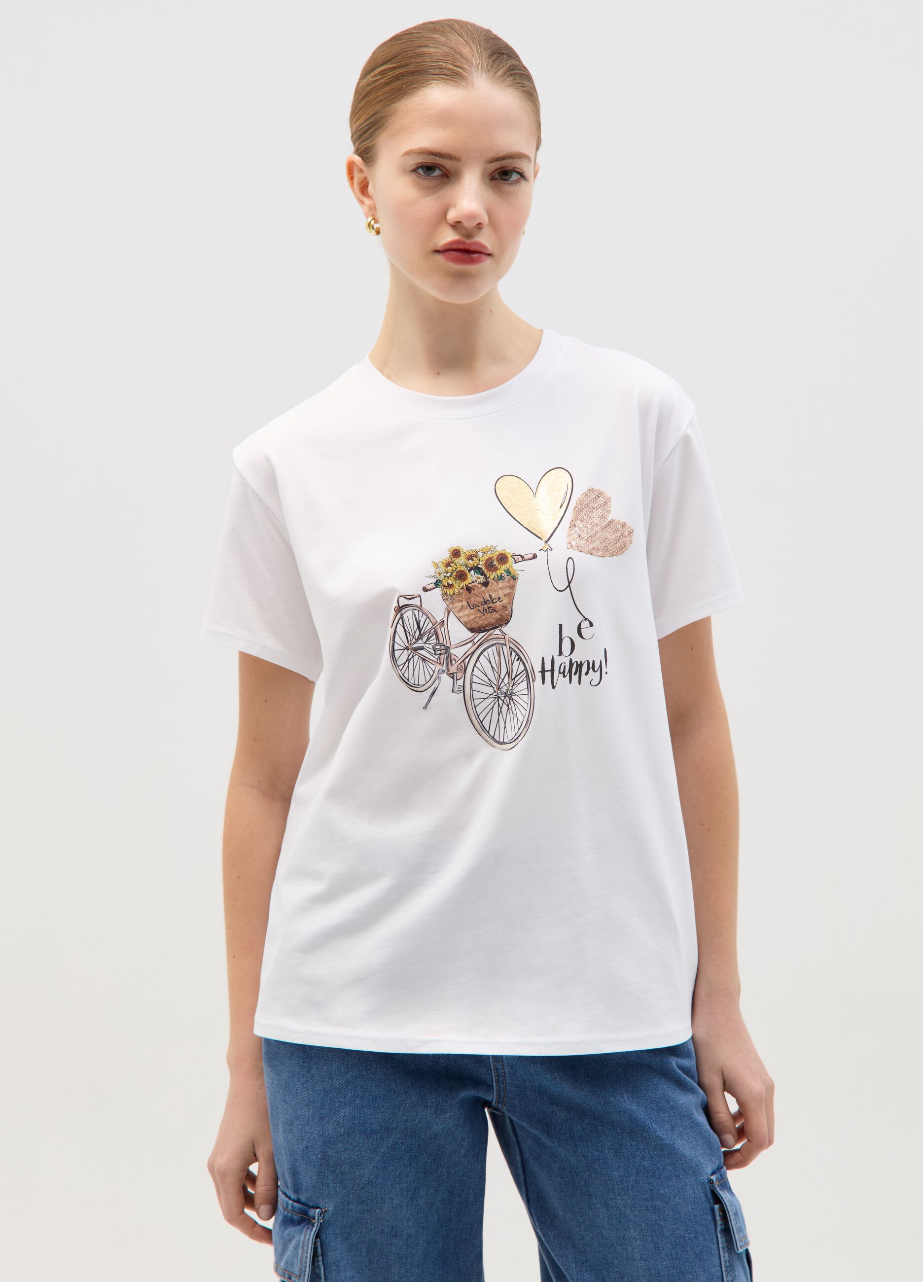 T-shirt with La Dolce Vita print in foil