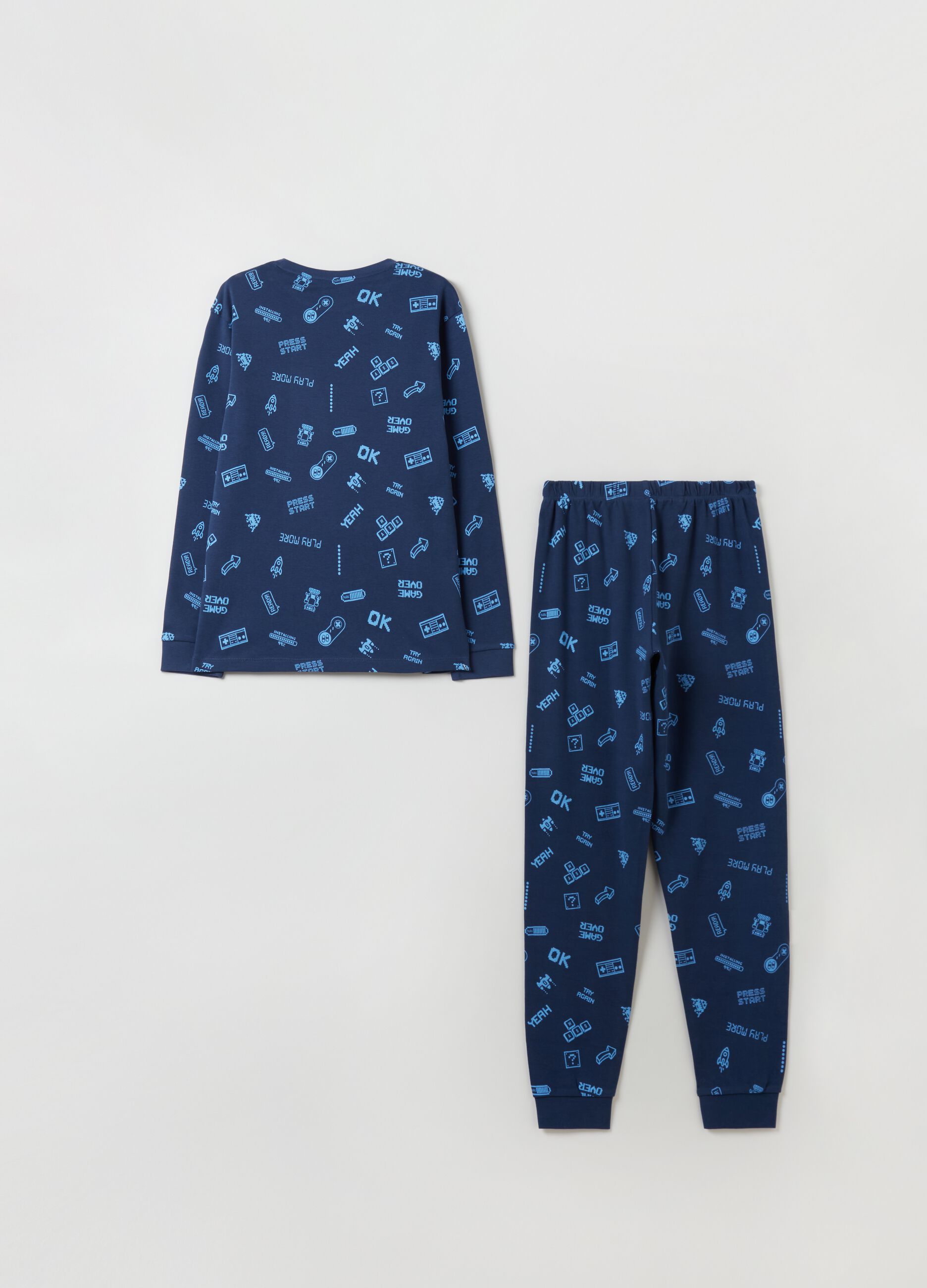 Cotton pyjamas with gaming print