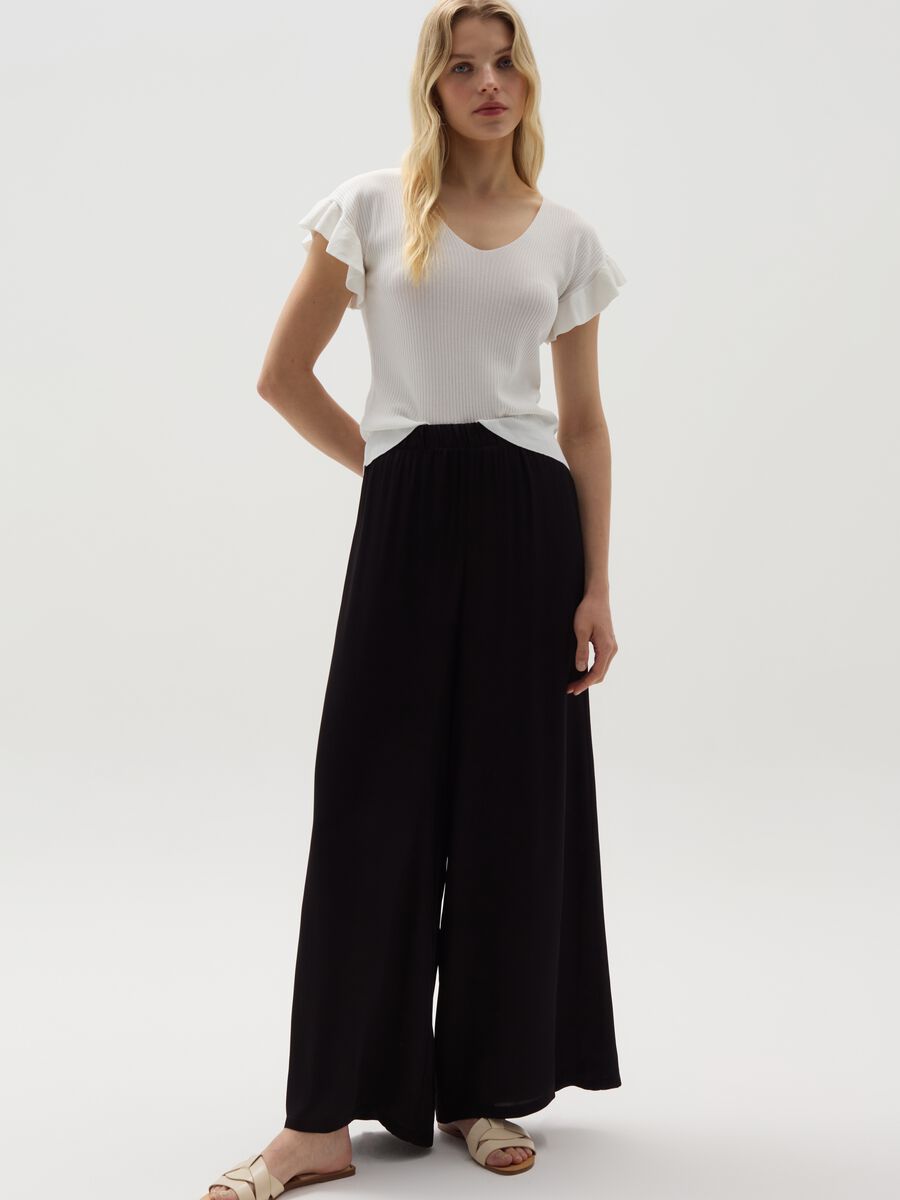 Palazzo trousers in satin_0