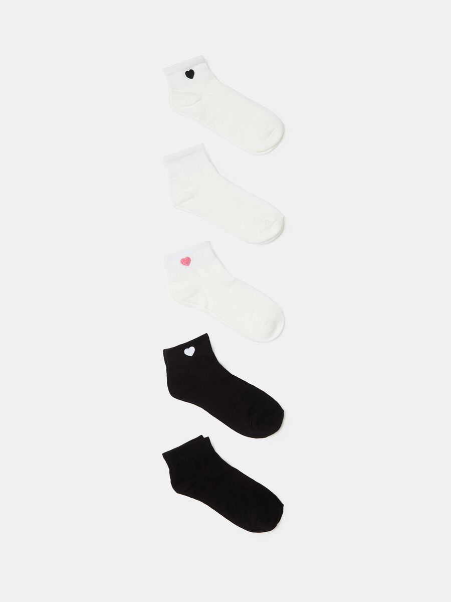 Five-pair pack short socks with heart embroidery_0