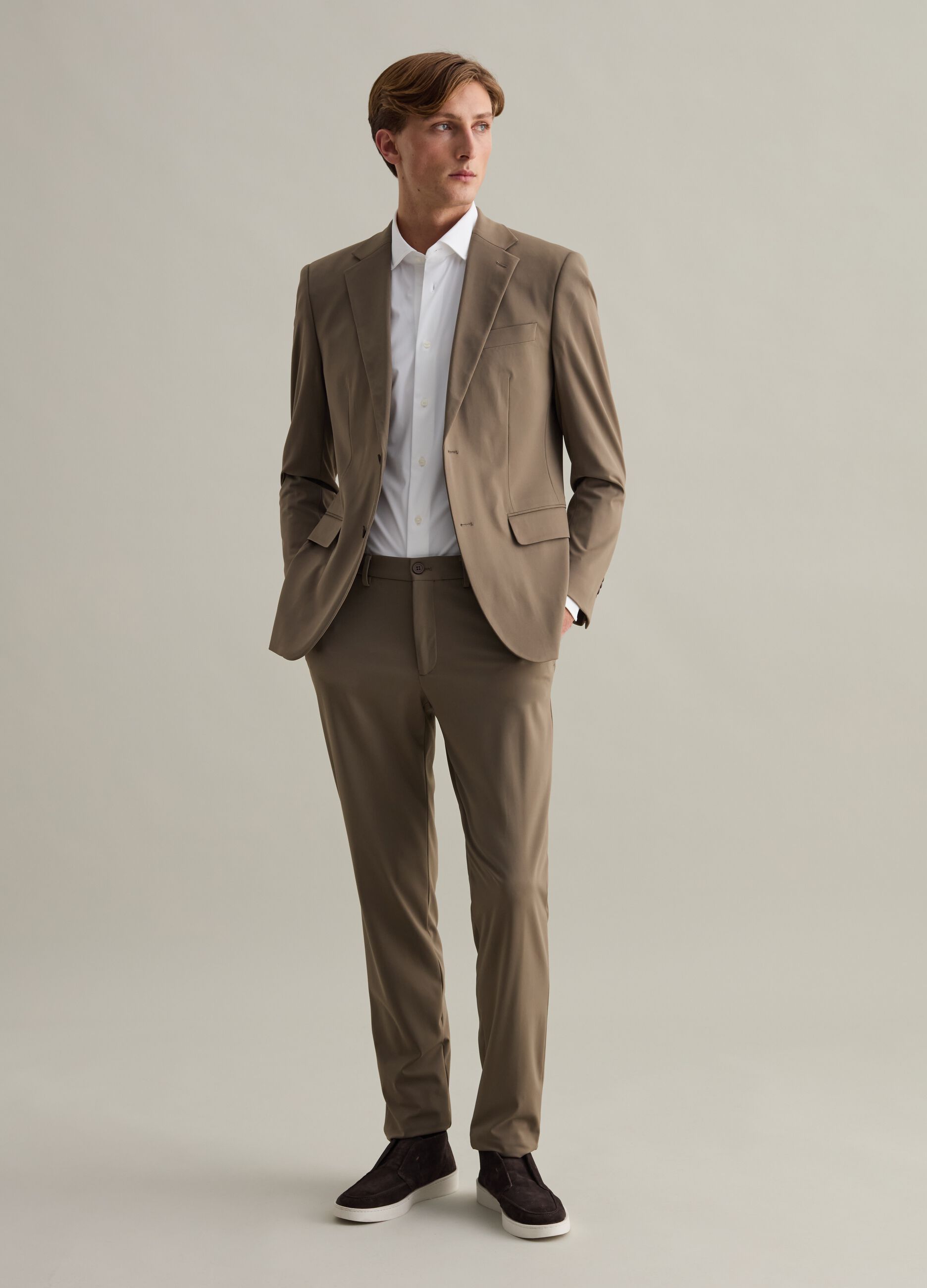 Contemporary chino trousers in technical fabric