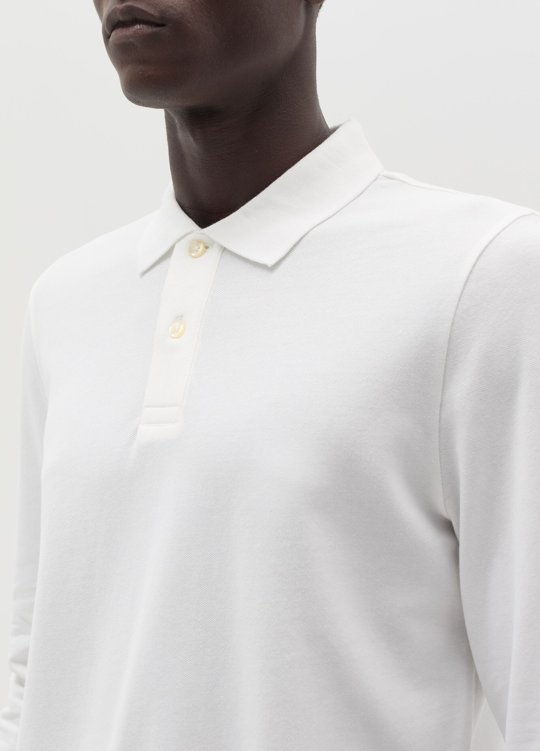 Cotton polo shirt with long sleeves