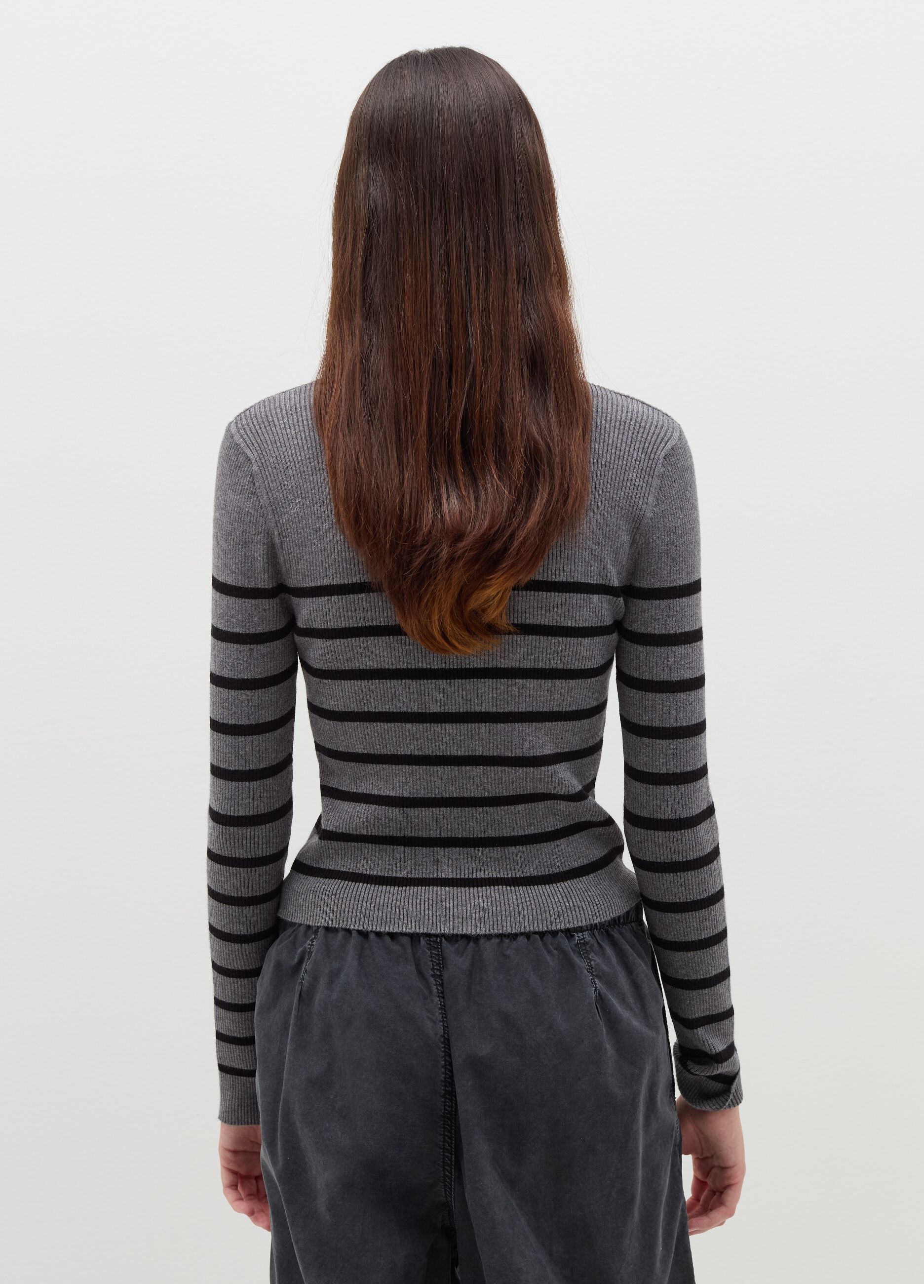 Pullover with striped mock neck