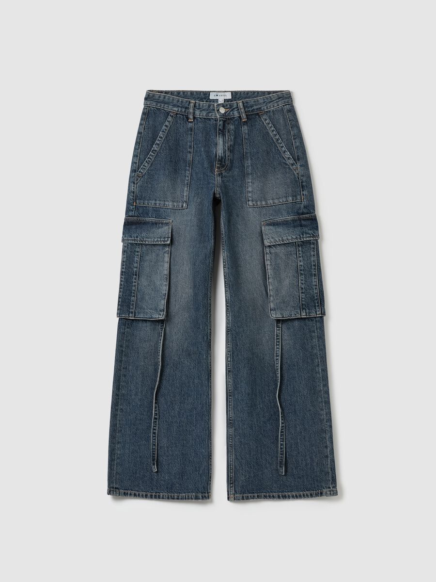 Acid wash cargo jeans_5