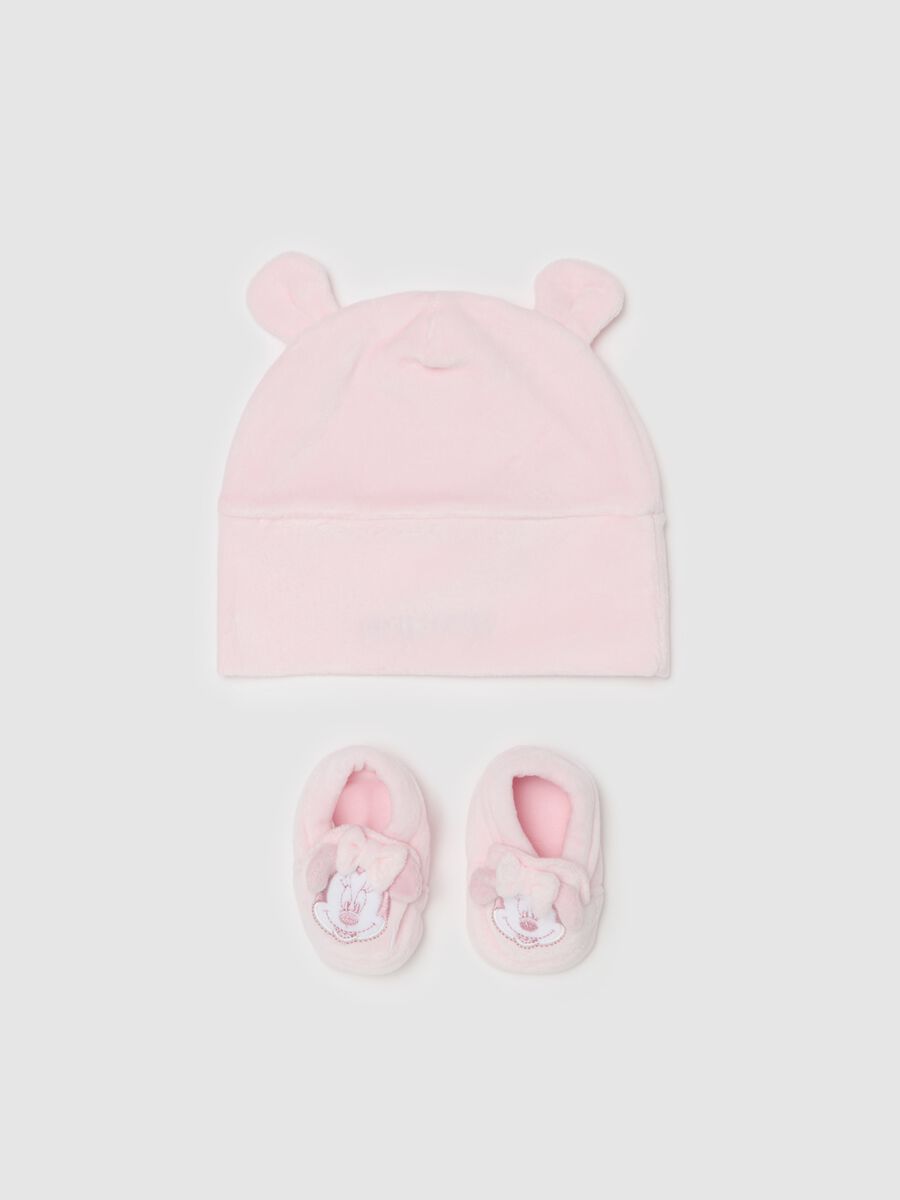 Set with beanie and baby shoes with Minnie Mouse embroidery_0