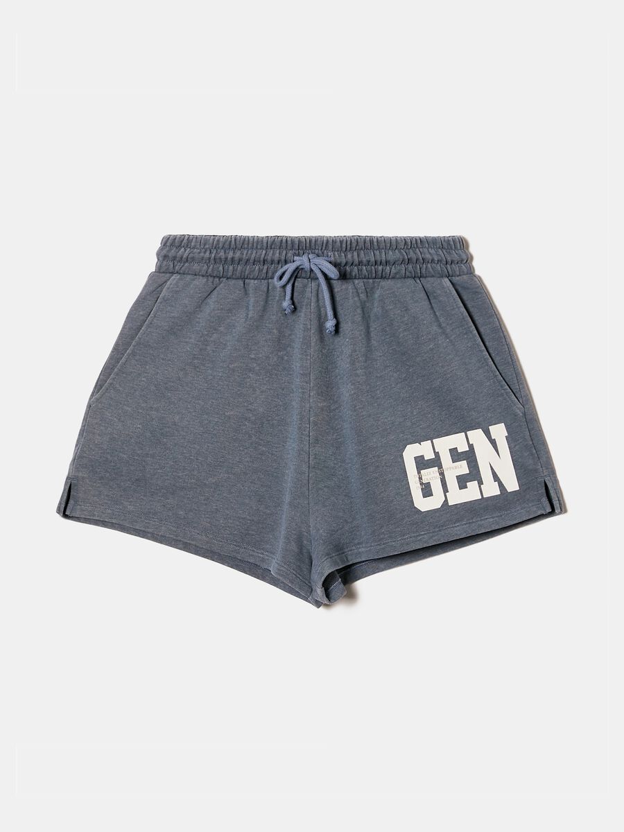 Fleece shorts with lettering print_3