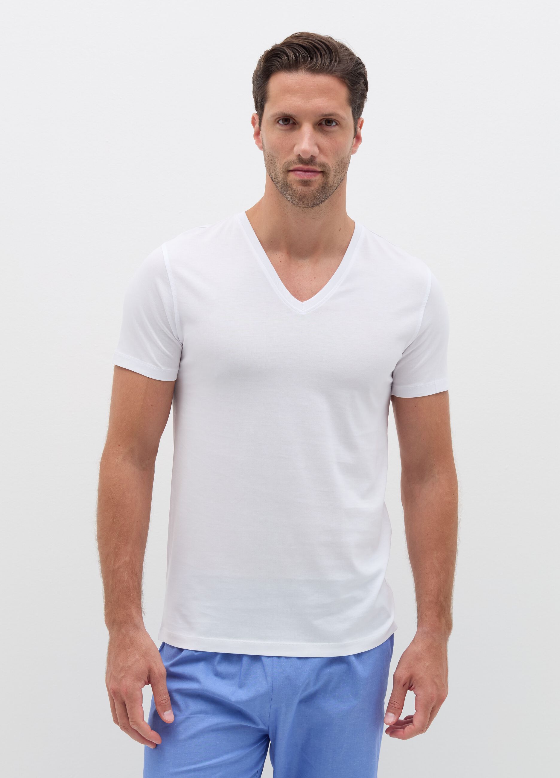 Bipack t-shirt intime in cotone Supima scollo a V