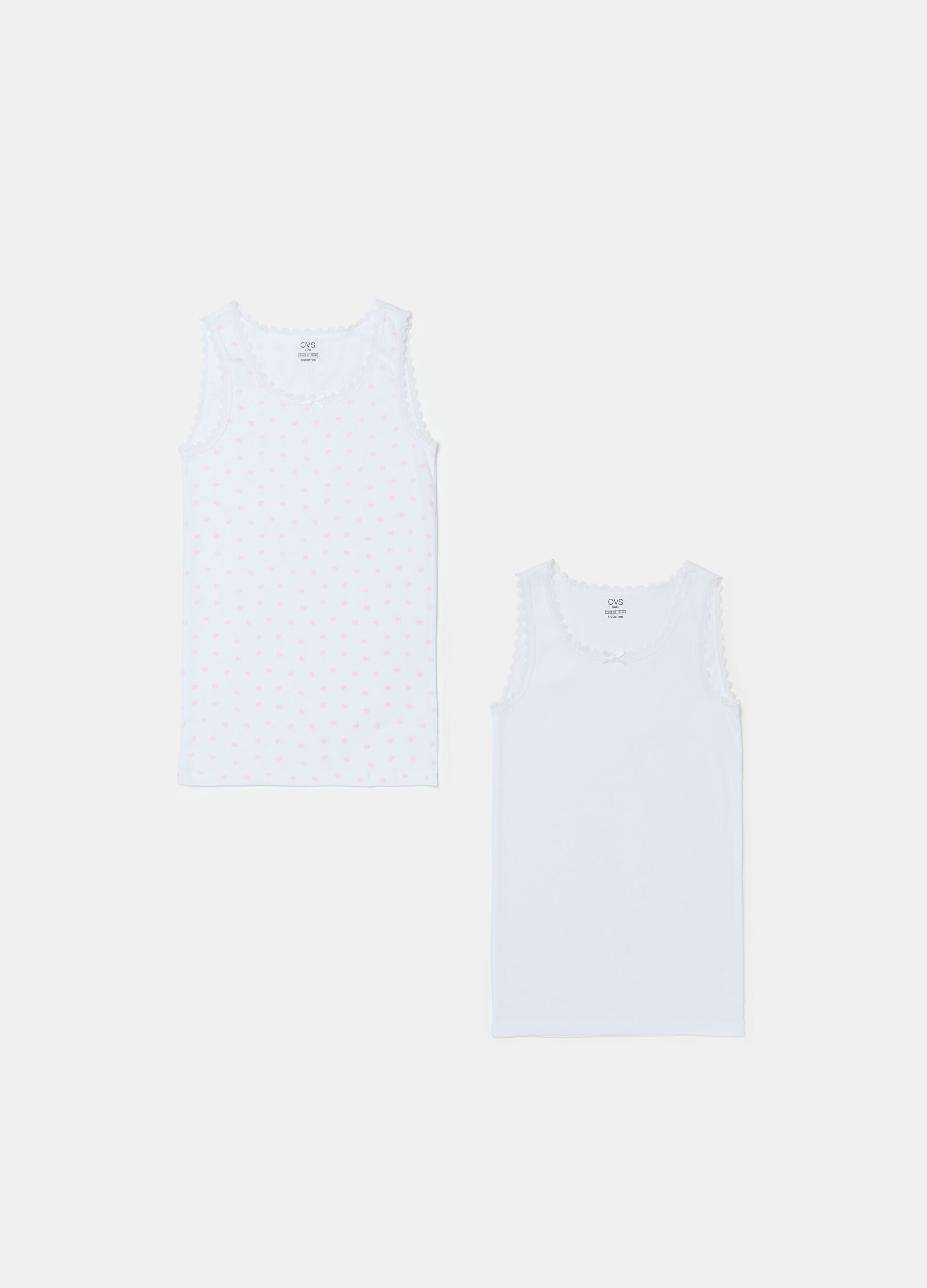 Two-pack organic cotton vests with print