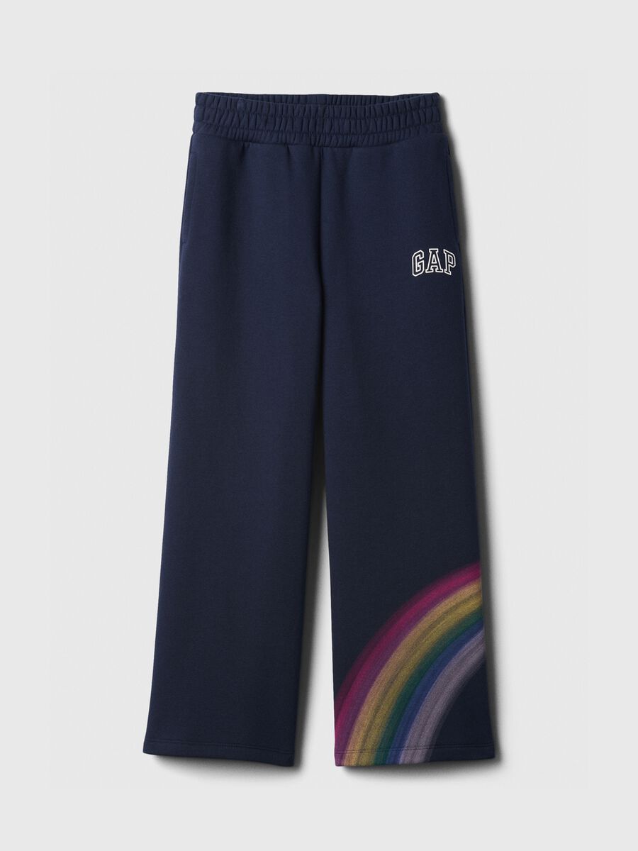 Wide-leg joggers with printed logo and rainbow_0