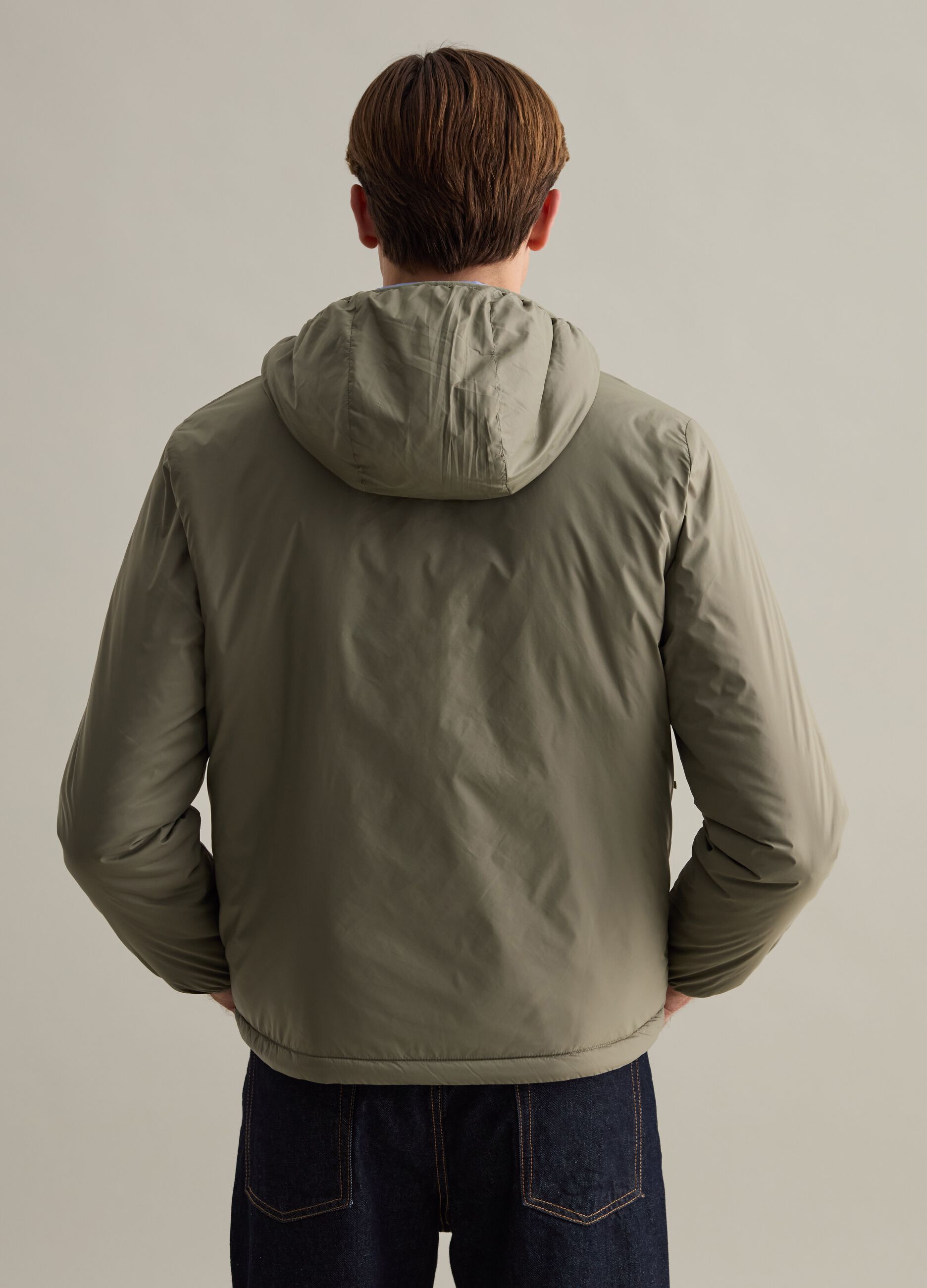 Full-zip down jacket with hood