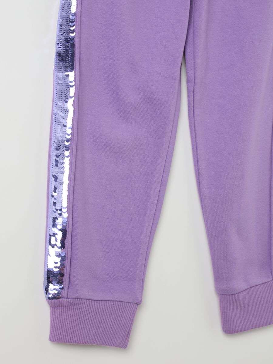 Joggers con paillettes e ricamo cuore_3