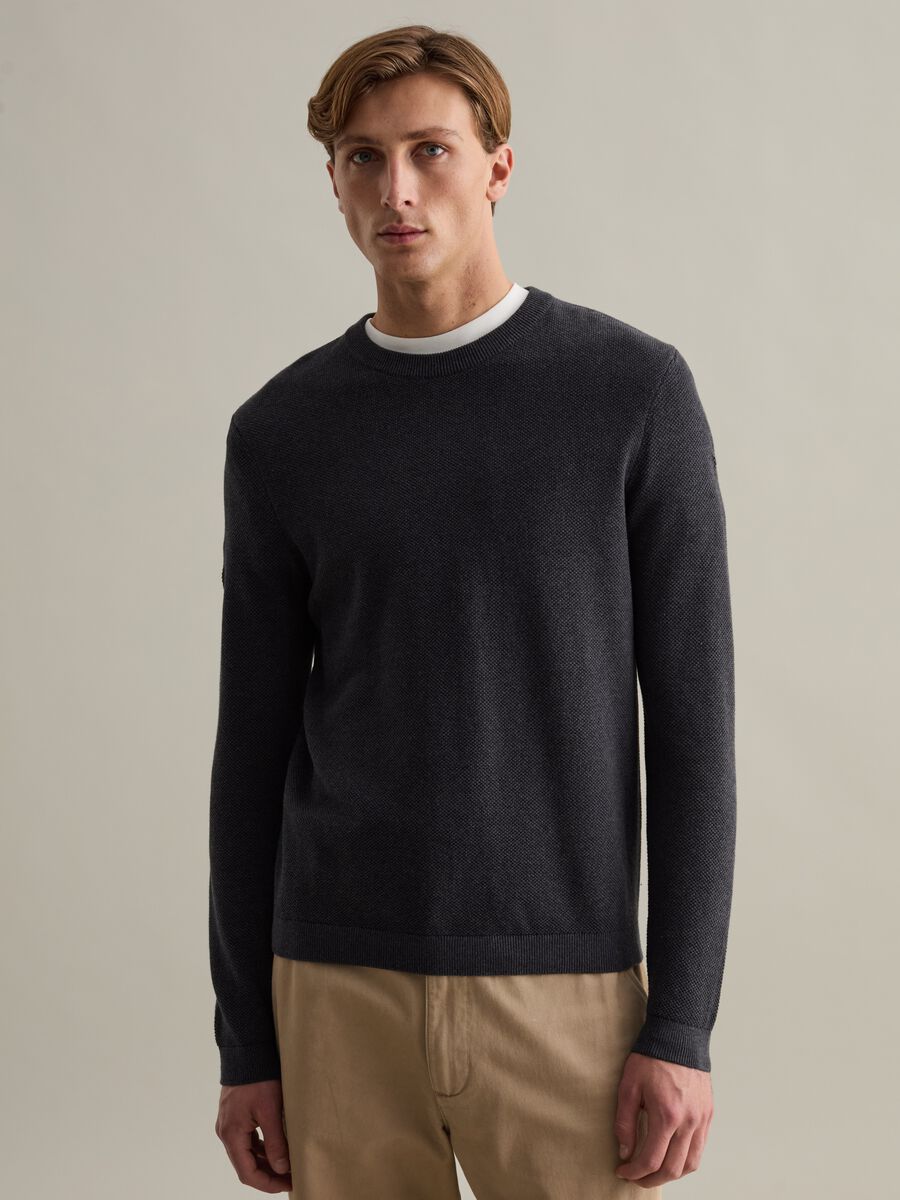 Piquet pullover with round neck_1