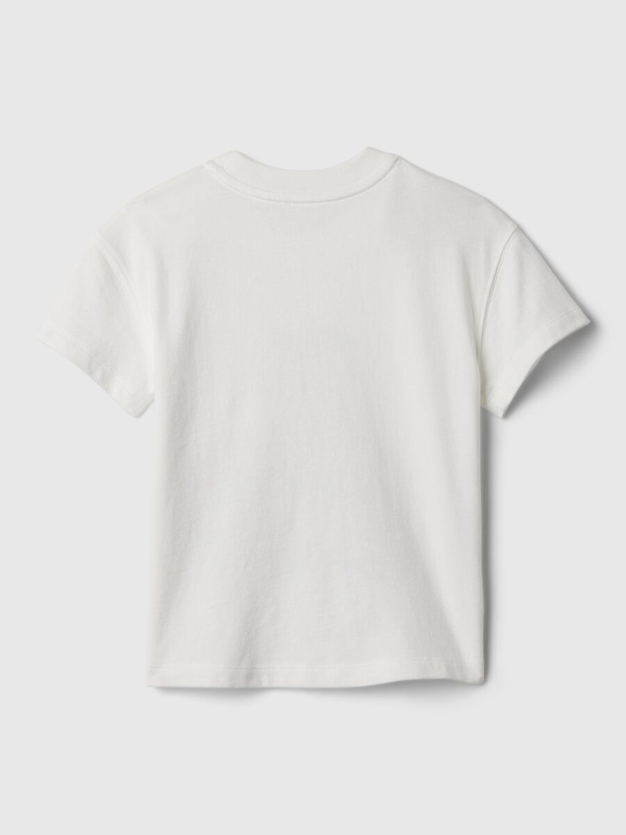 T-shirt in cotone con stampa orsetto e logo_1