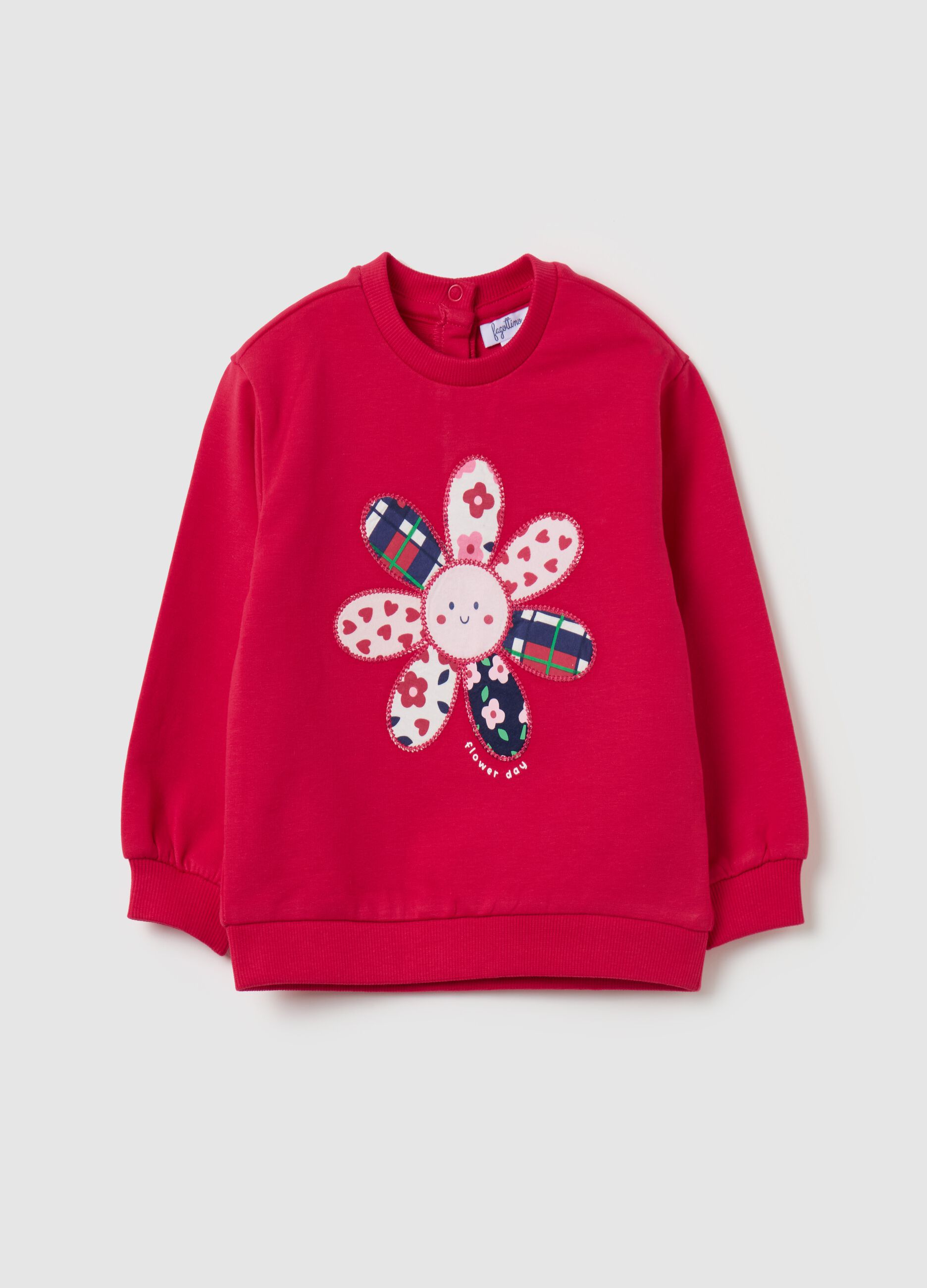 Sweatshirt in French terry with flower patchwork