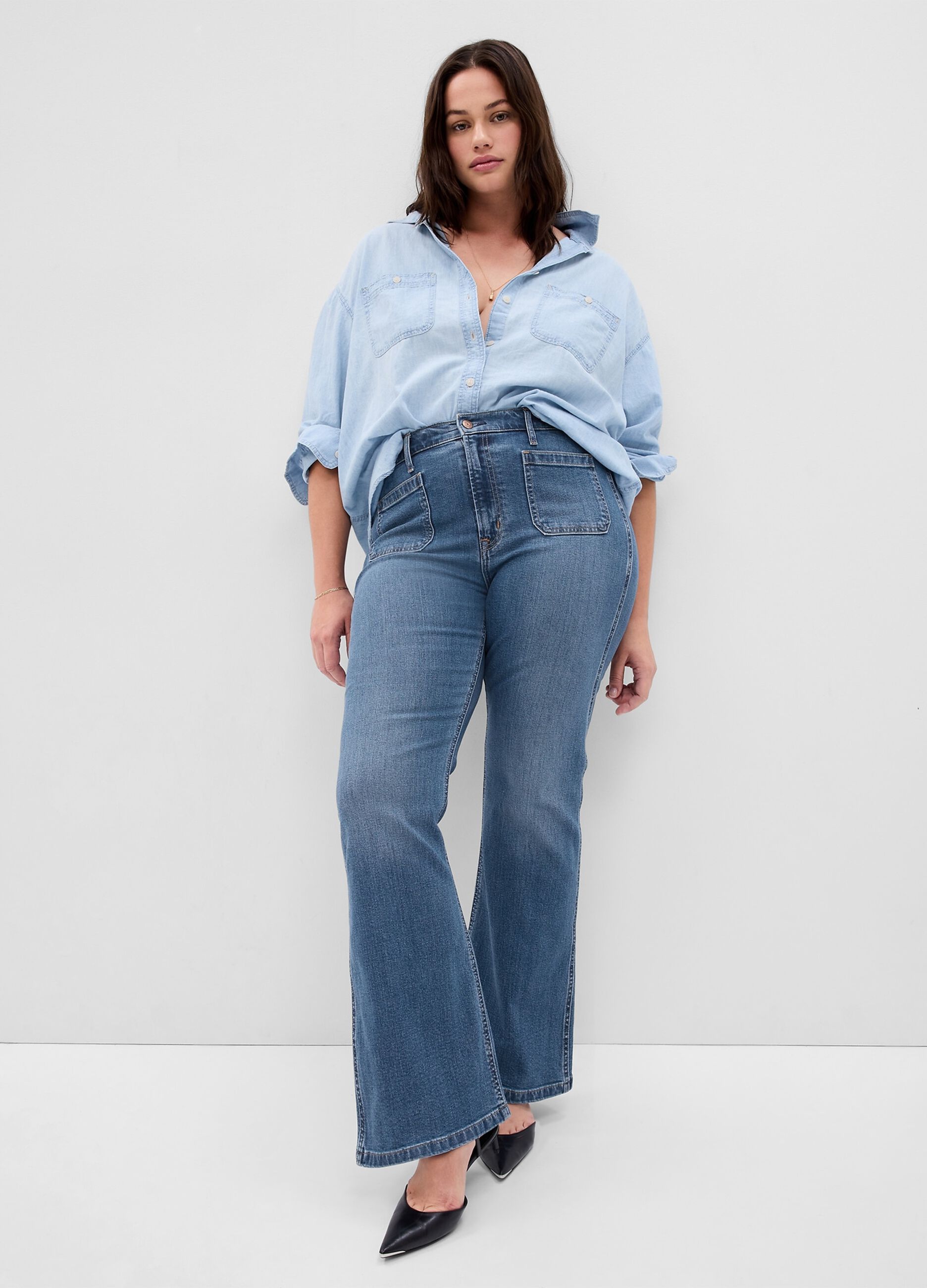 Flare-fit jeans with high-rise waist