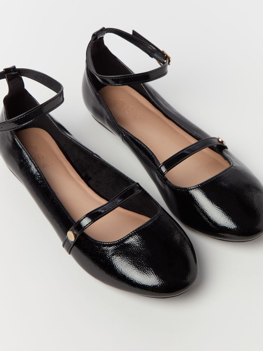 Mary Jane glossy-effect ballerina flats_2