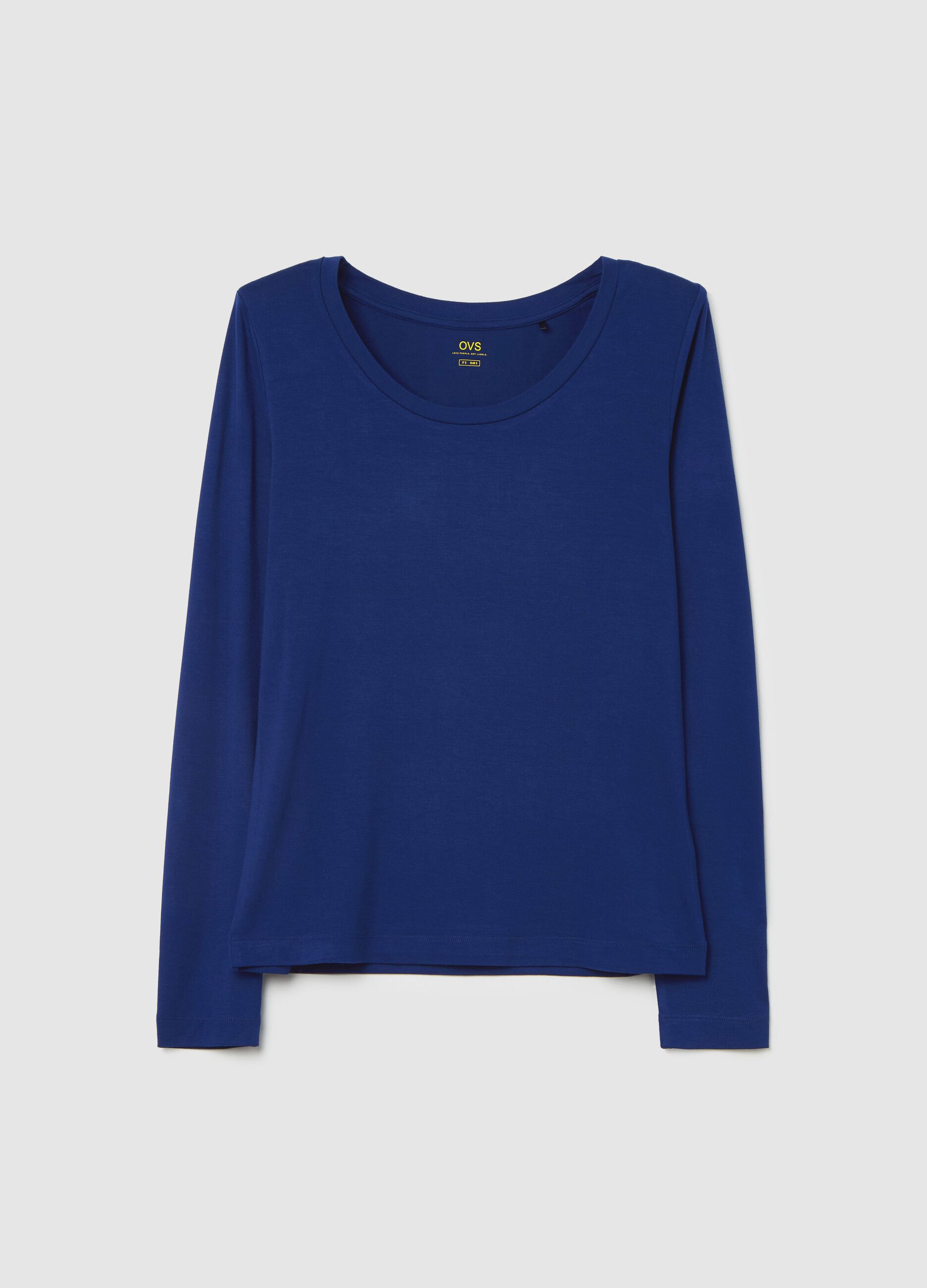 Long-sleeved T-shirt in stretch viscose