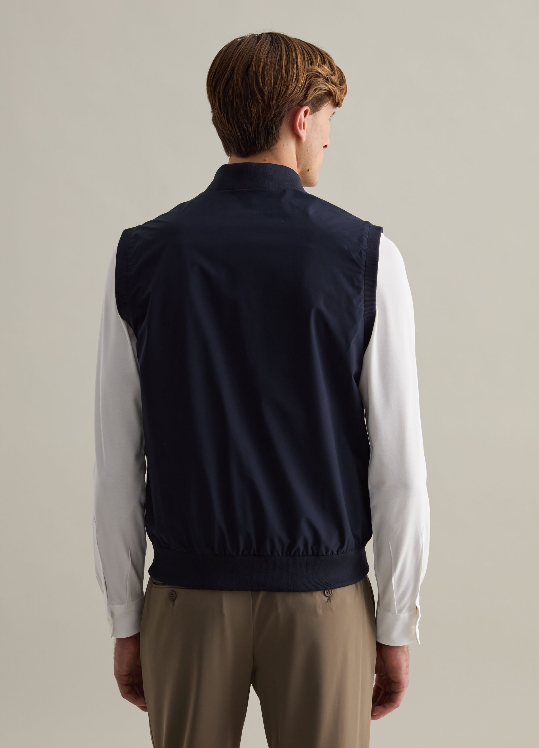 Contemporary gilet in technical fabric