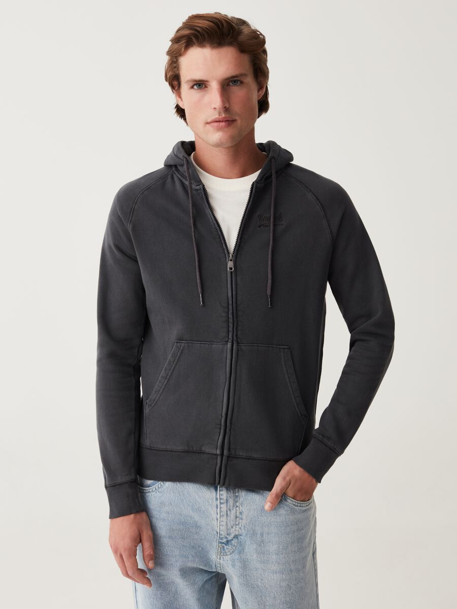 Full-zip con cappuccio e ricamo logo_0